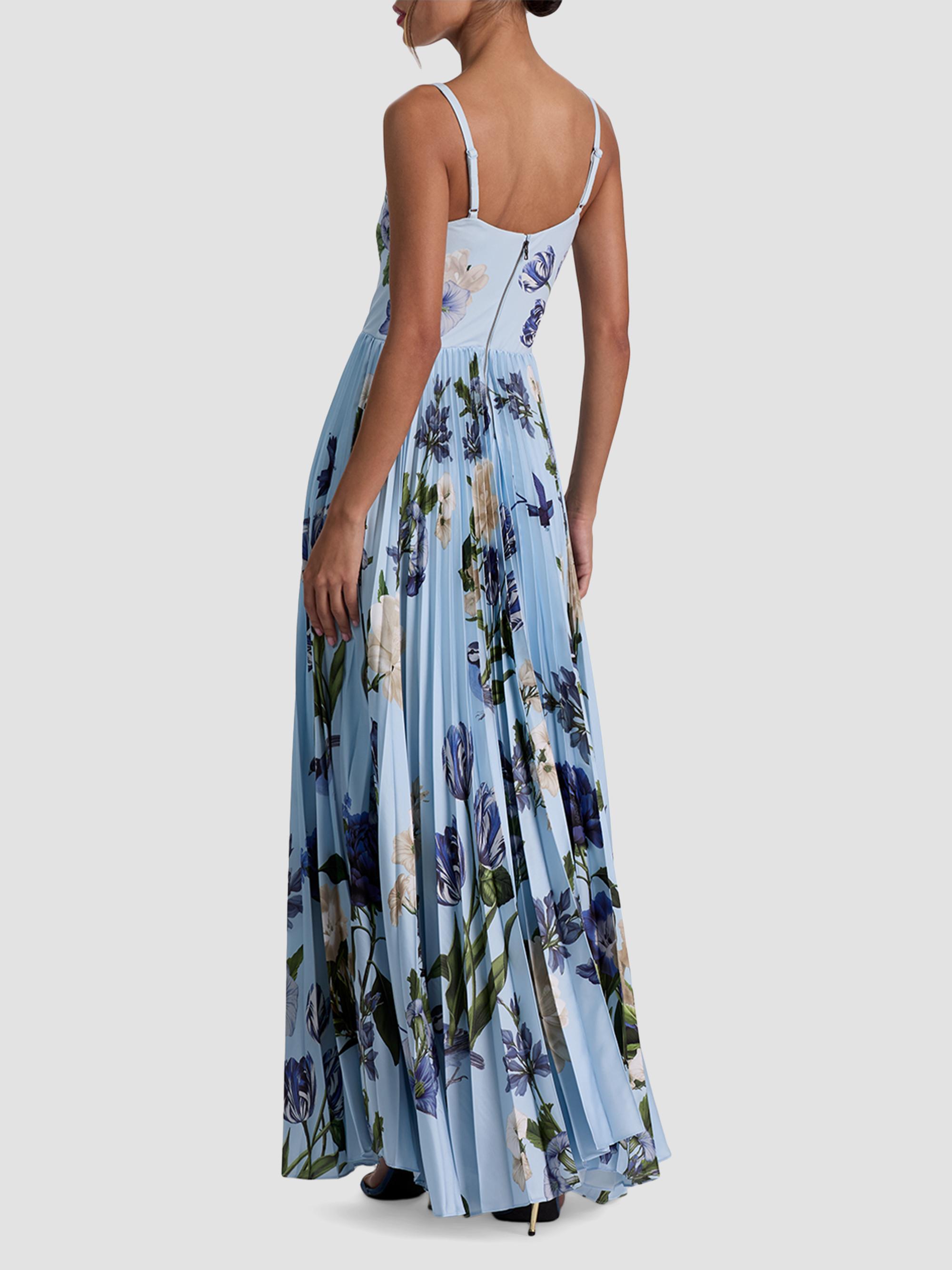 ALICE + OLIVIA Women's Carolyn Asymmetric Floral Pleated Maxi Dress - Fly Away | Thumbnail 3
