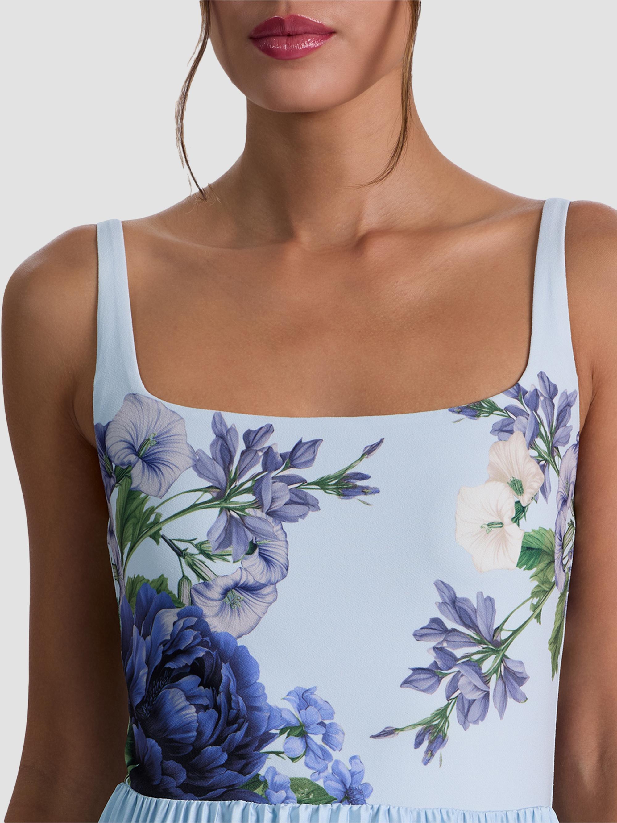 alice floral asymmetrical maxi dress Alice + Olivia Carolyn Pleated Maxi Dress, Size 6