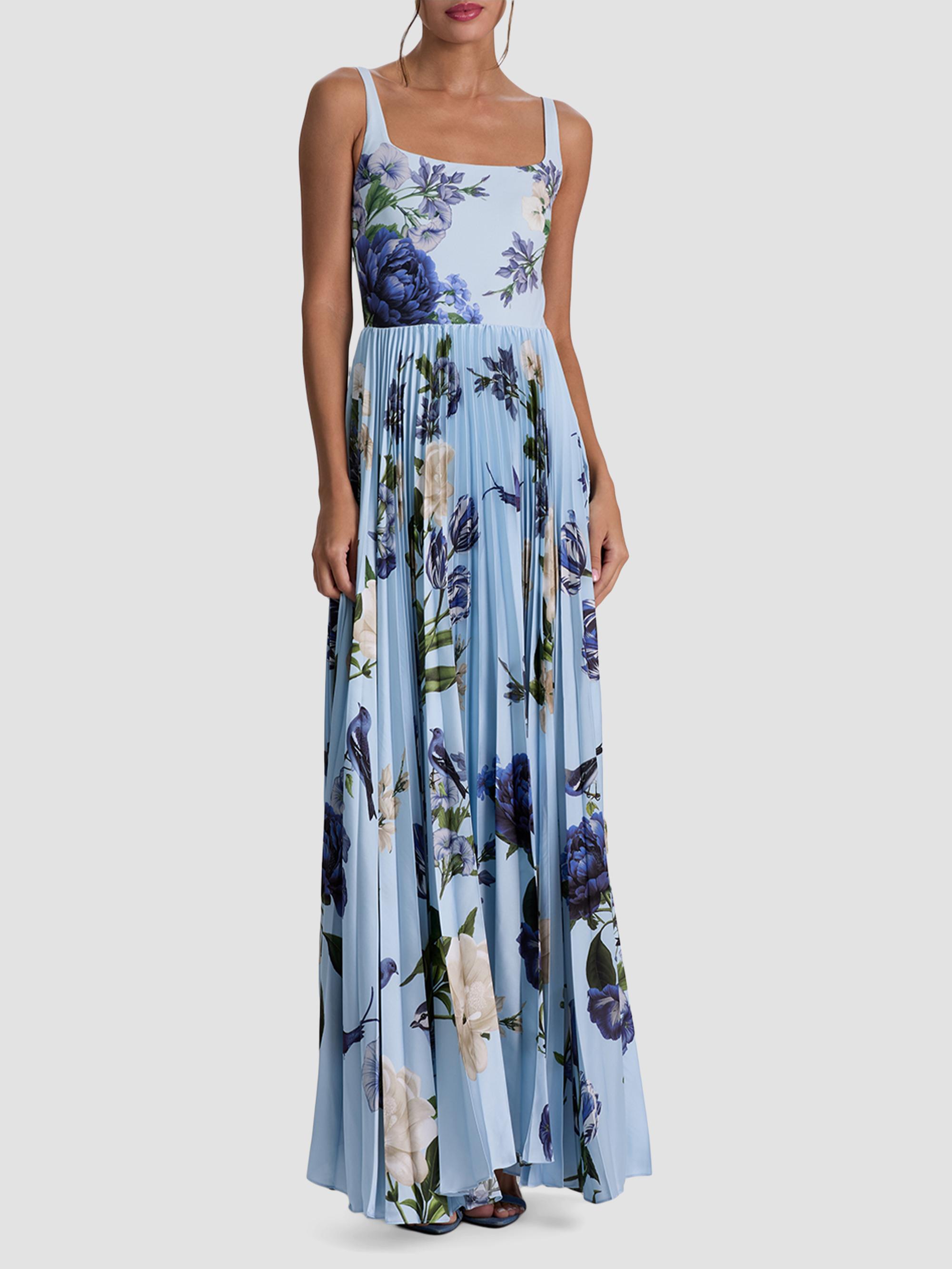 alice and olivia haven pleated printed chiffon maxi dress HAVEN FLARED MIDI DRESS + LOLA SCARF