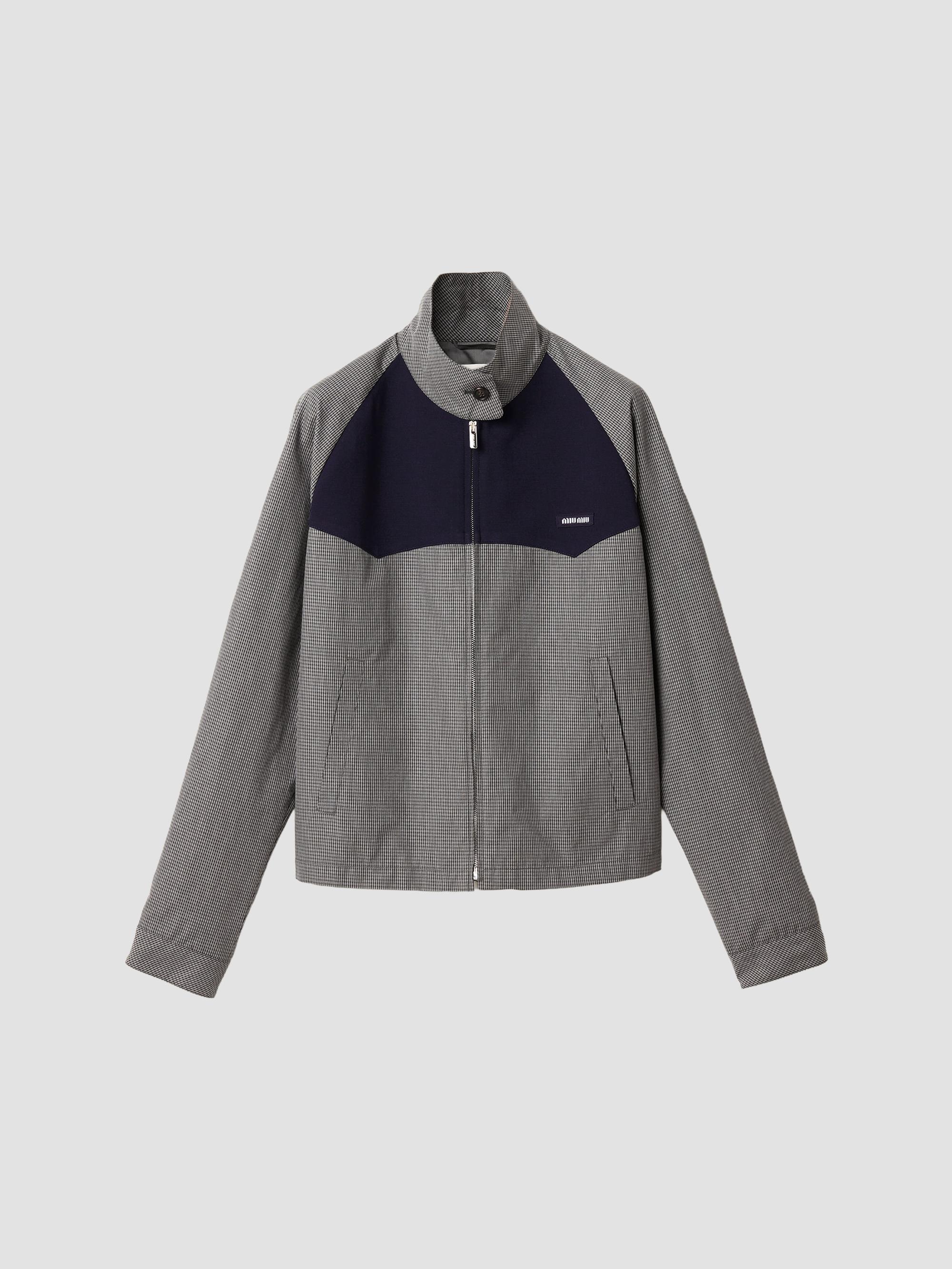 Miu Miu Women's Gingham Check Blouson Jacket - Grey | Thumbnail 7