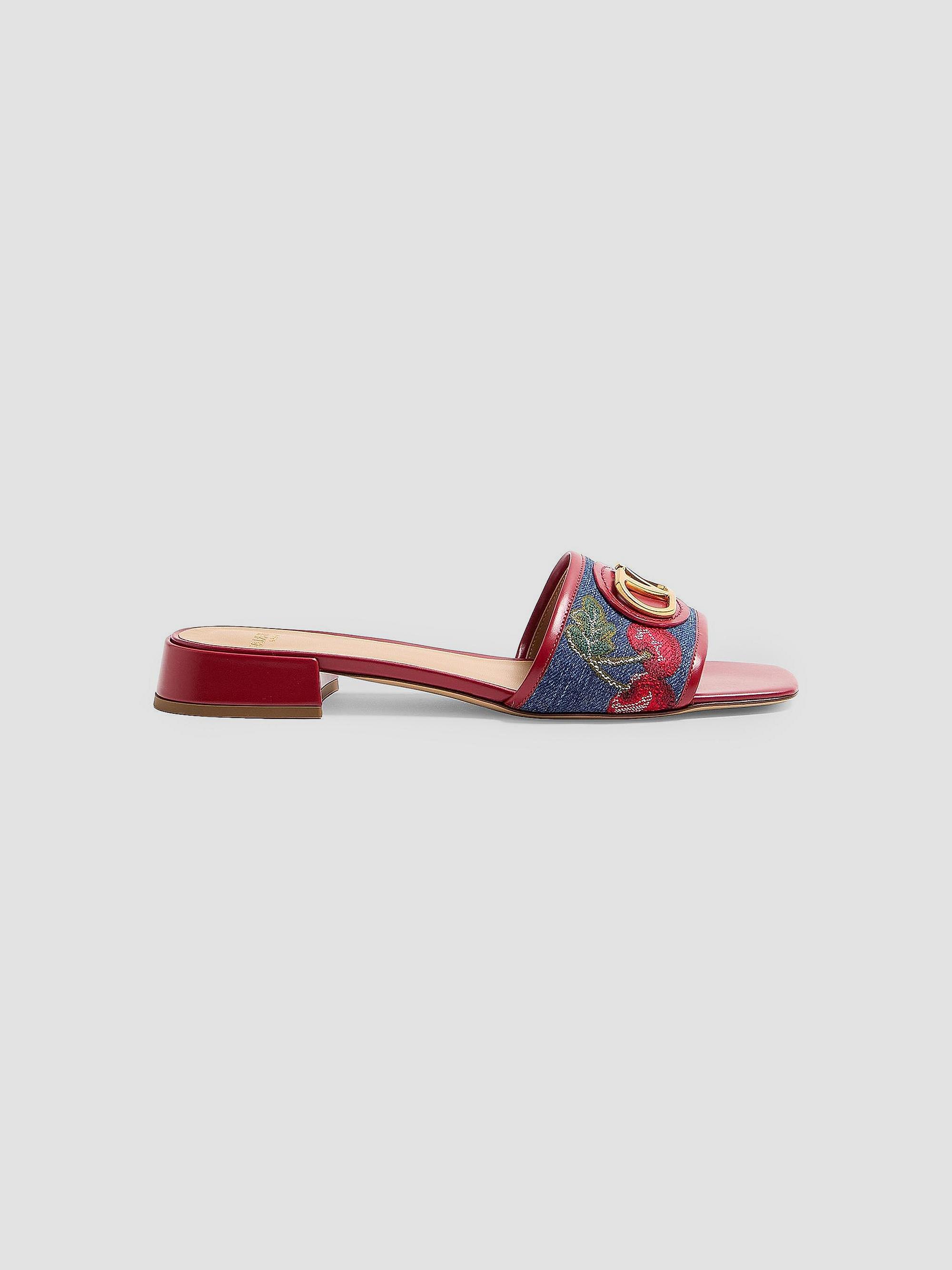 Valentino Garavani VLogo Signature Denim 20MM Slide Sandals | Saks