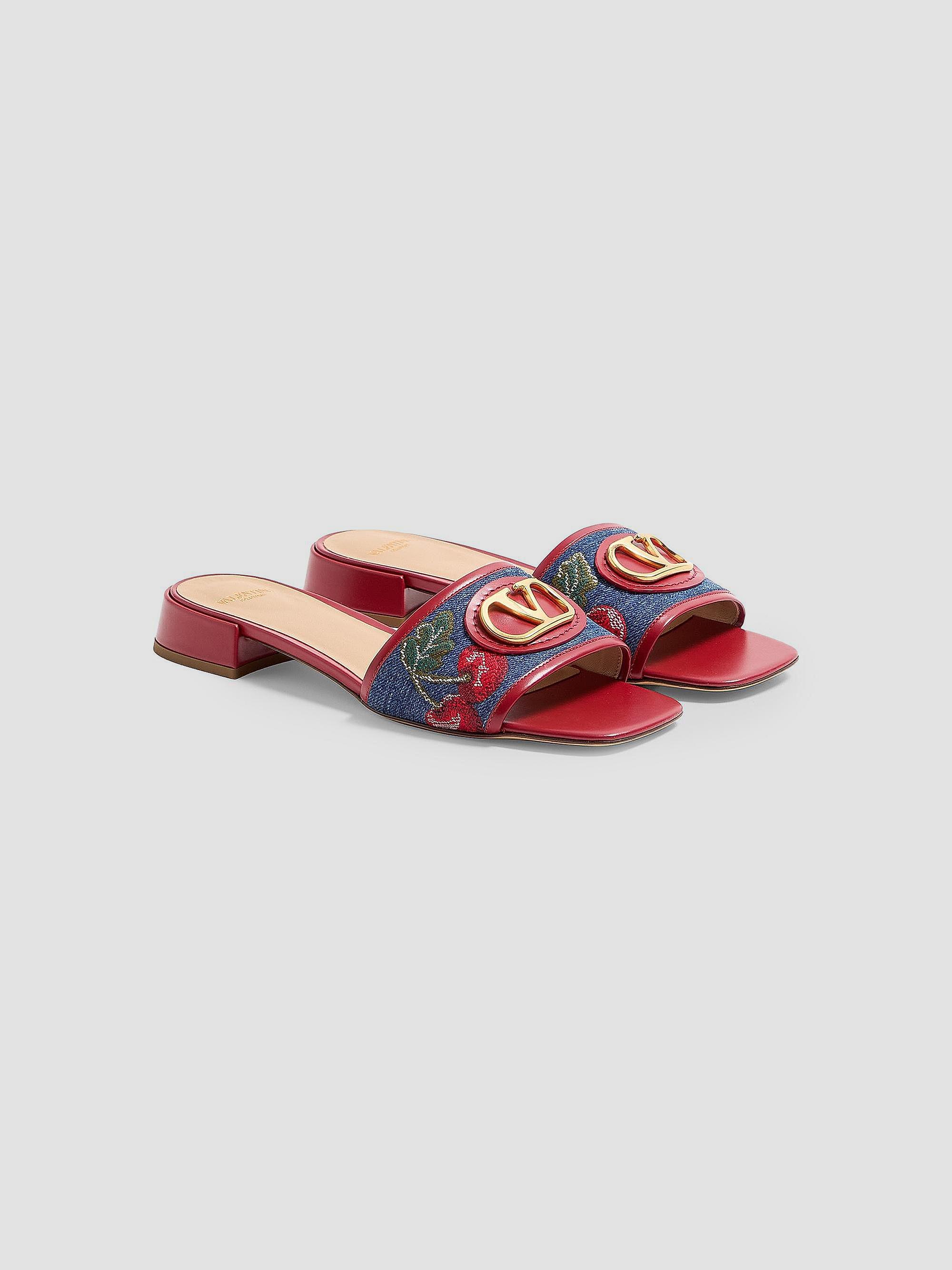 Valentino Garavani VLogo Signature Denim 20MM Slide Sandals | Saks