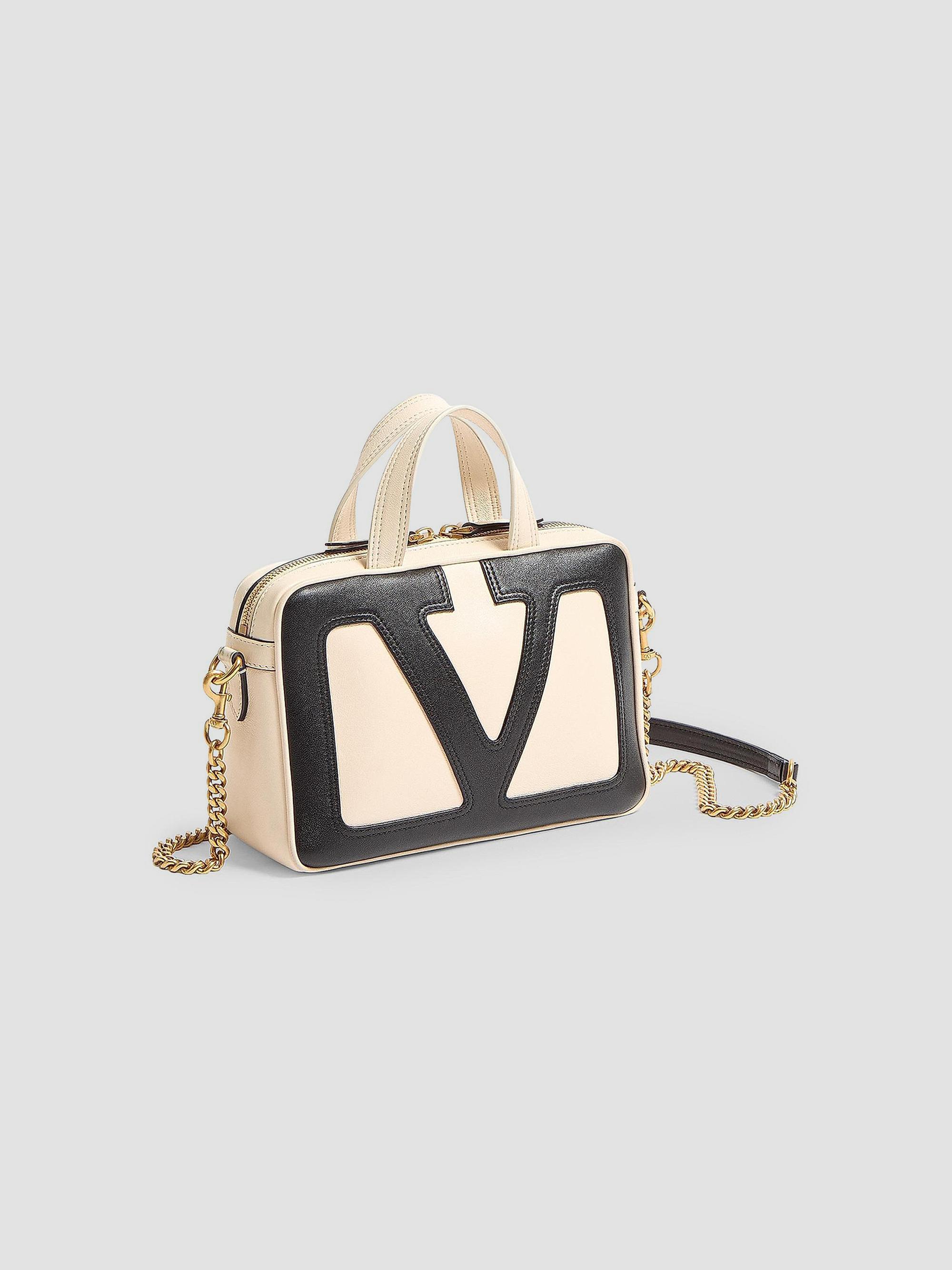美品 VALENTINO GARAVANI ハンドバッグ ブラック フリンジ Valentino Garavani Viva Superstar Nappa Leather Top Handle Bag