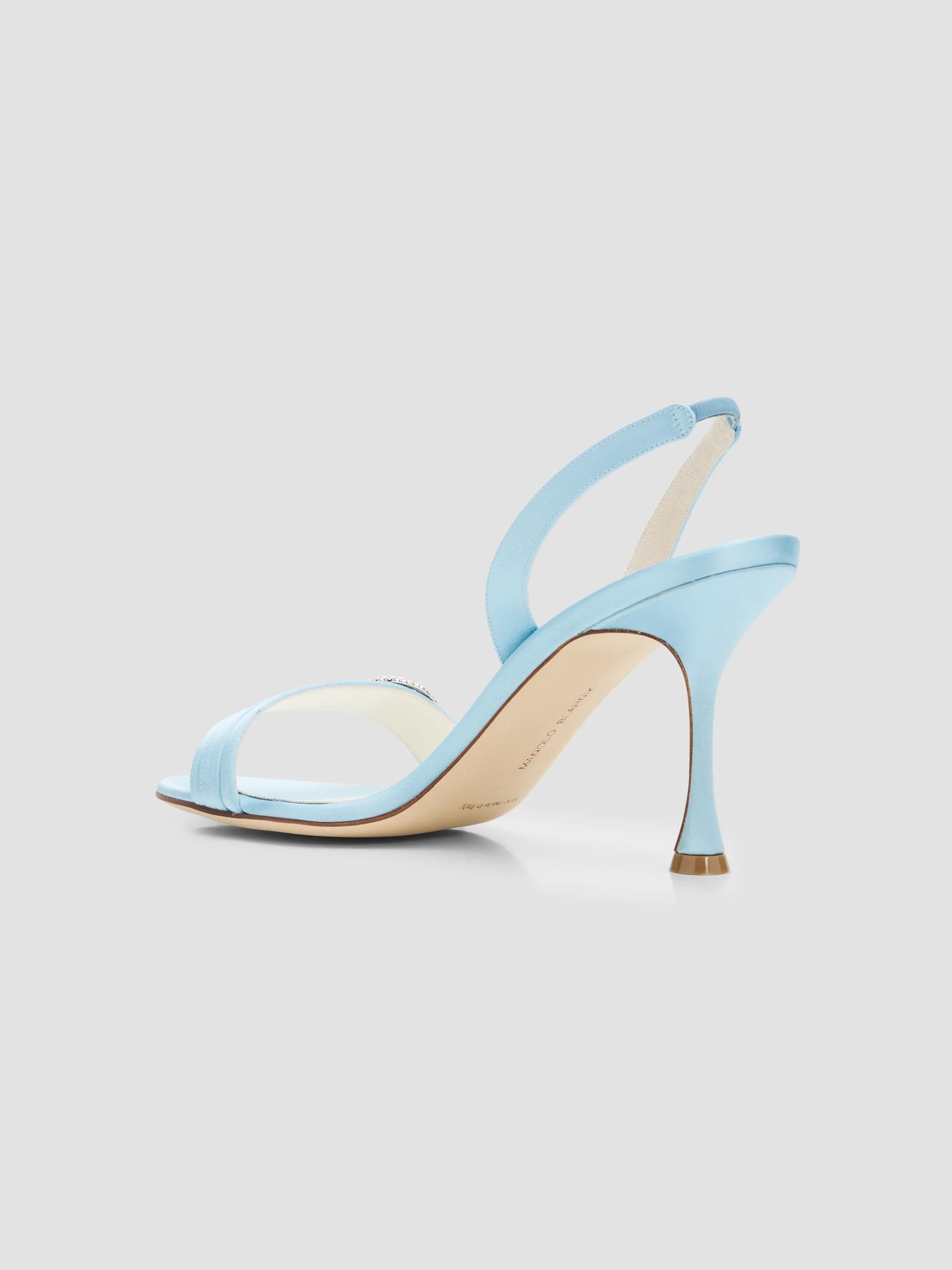 Manolo Blahnik Zutosan 90MM Satin Slingback Sandals | Saks Fifth