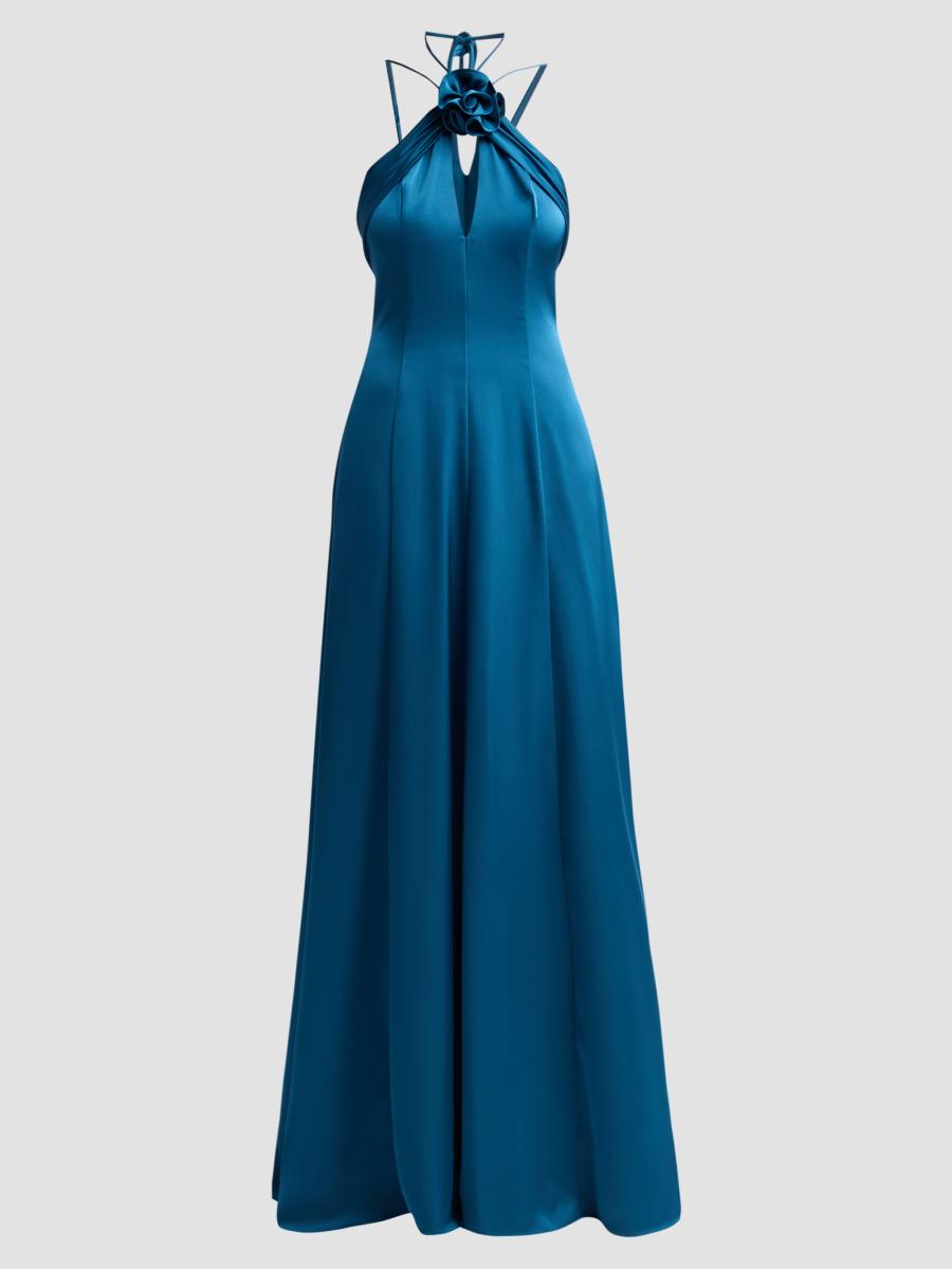 Amur Women's Julia Halterneck A-line Gown In Blue Cassius
