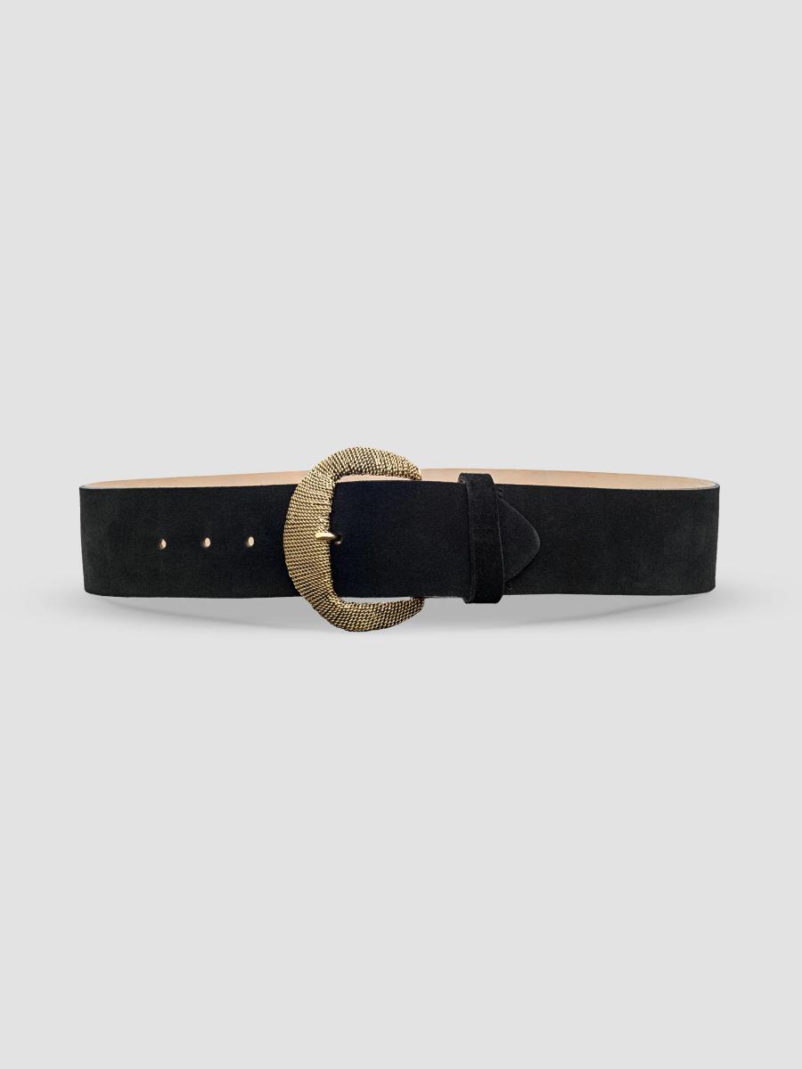 L'agence Women's Roden Sculpted Texture Belt In Black Suede