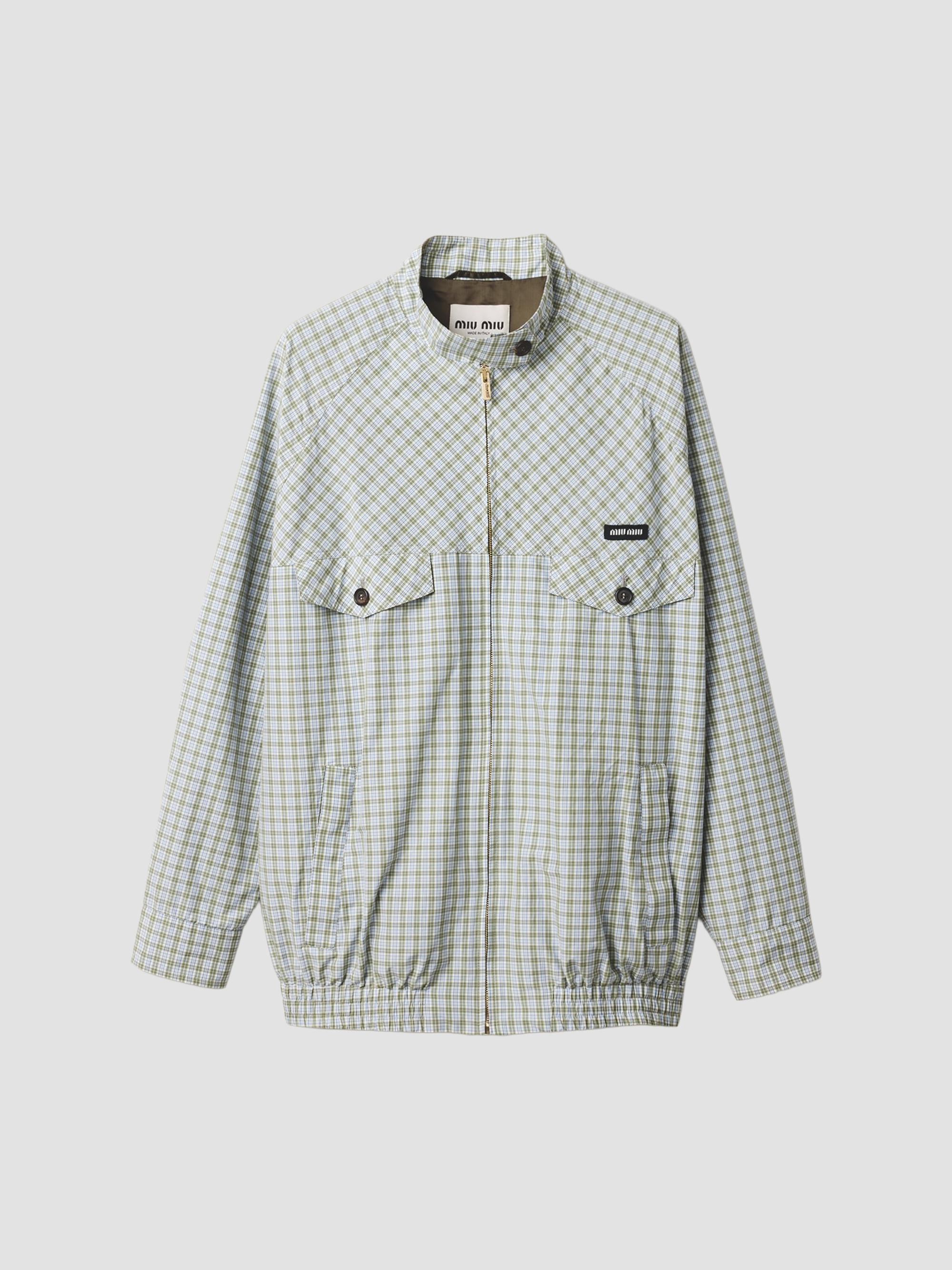 Miu Miu Checked Technical Fabric Blouson Jacket | Saks Fifth Avenue