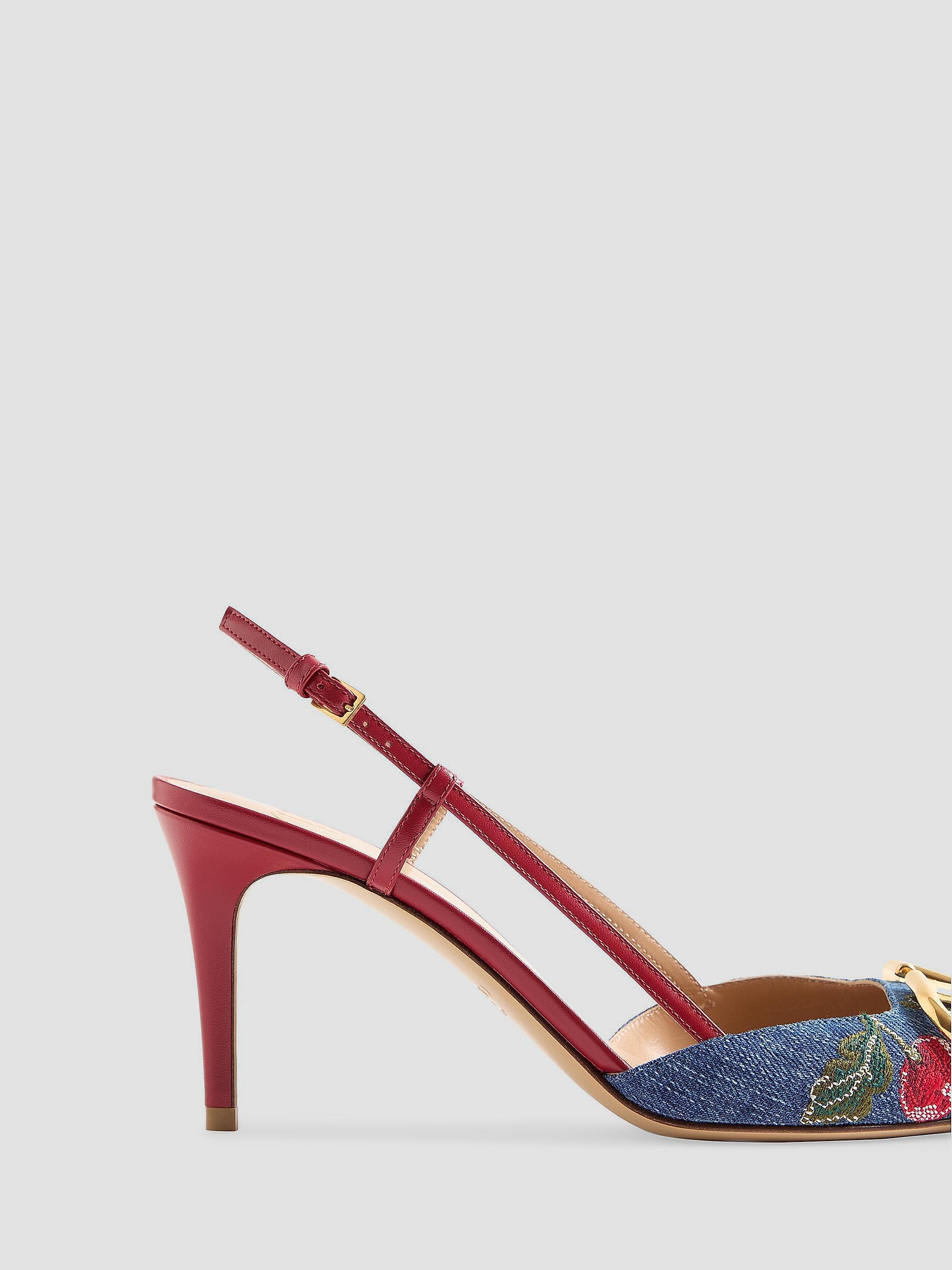 Valentino Garavani VLogo Signature Slingback 80MM Pumps in Denim