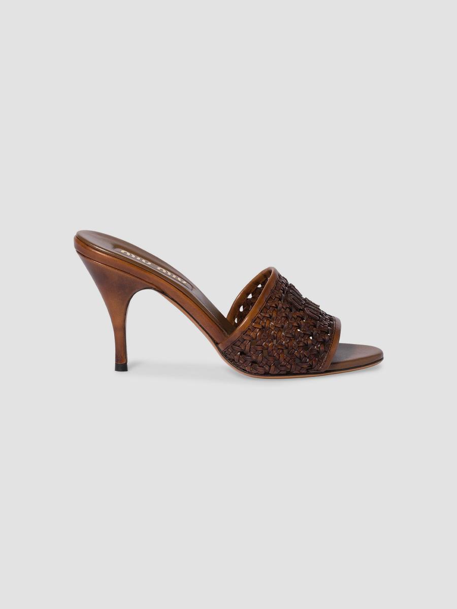 Miu Miu Woven Leather Sandals | Saks Fifth Avenue