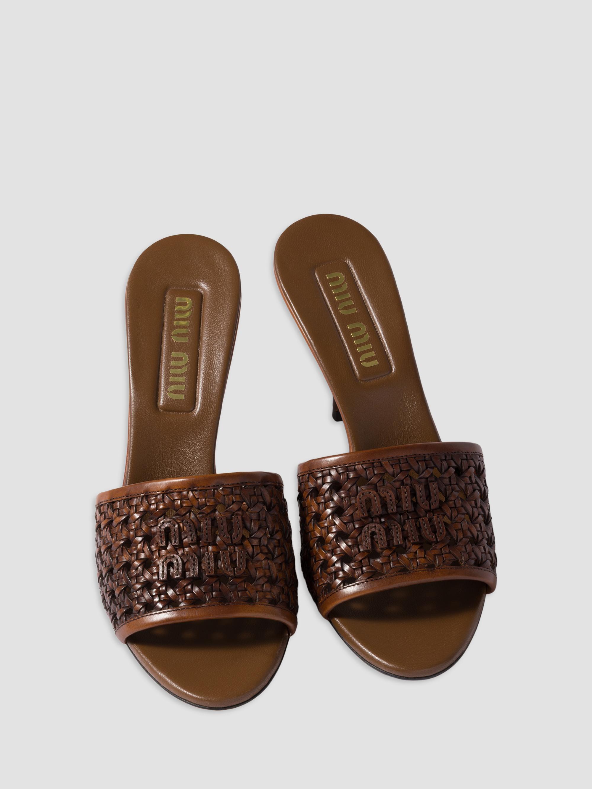 Miu Miu Woven Leather Sandals | Saks Fifth Avenue
