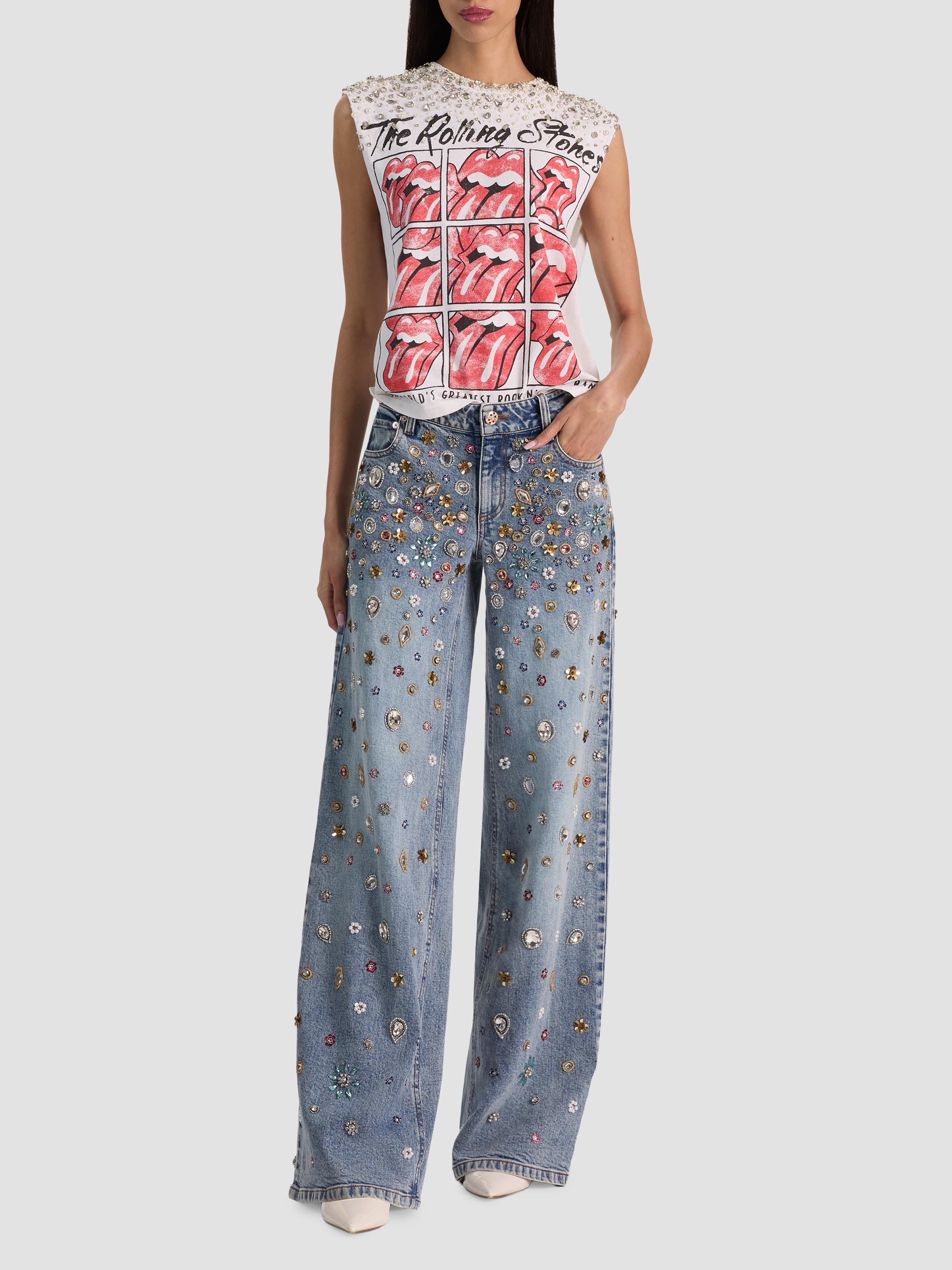 Amazing Embellished Mid-Rise Baggy Jeans