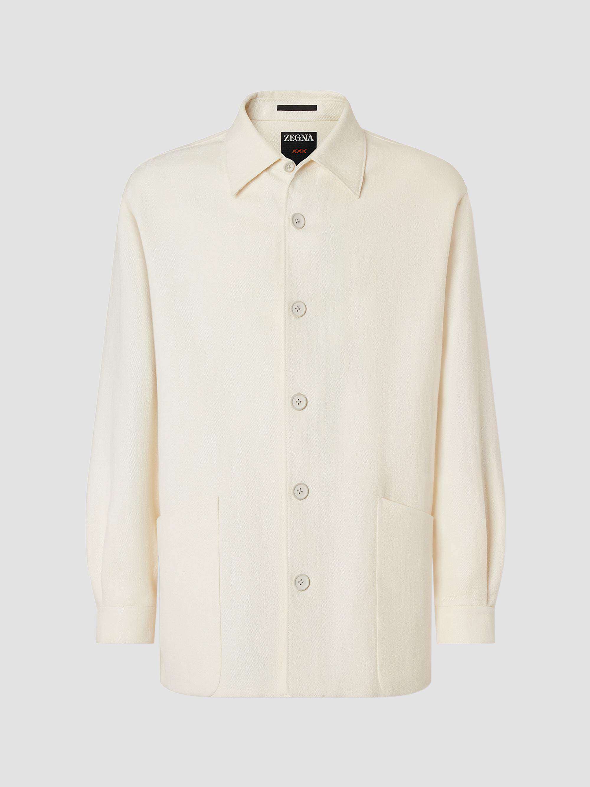 ZEGNA Men's Wool and Linen Overshirt - White | Thumbnail 6