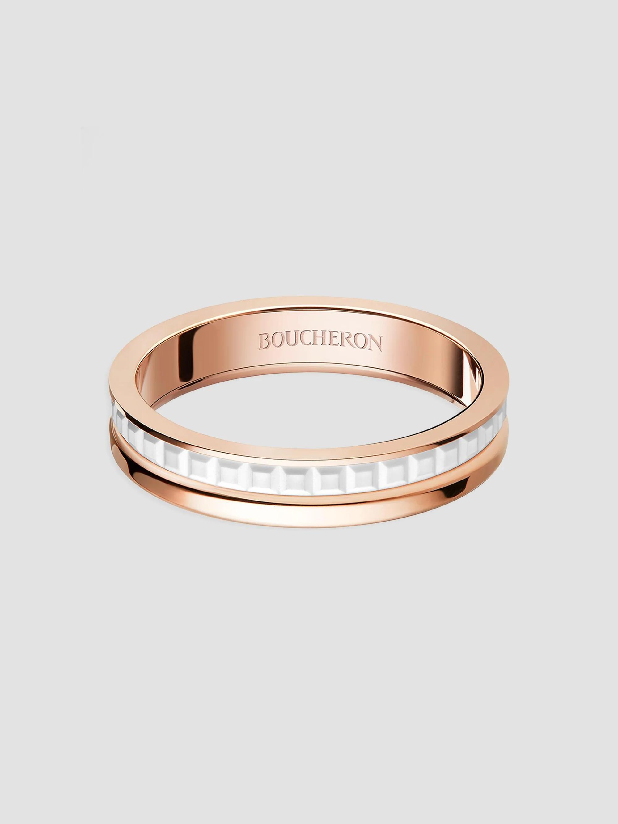 Boucheron Women's Quatre 18K Rose Gold & Hyceram Wedding Band - Pink - Size 4.75