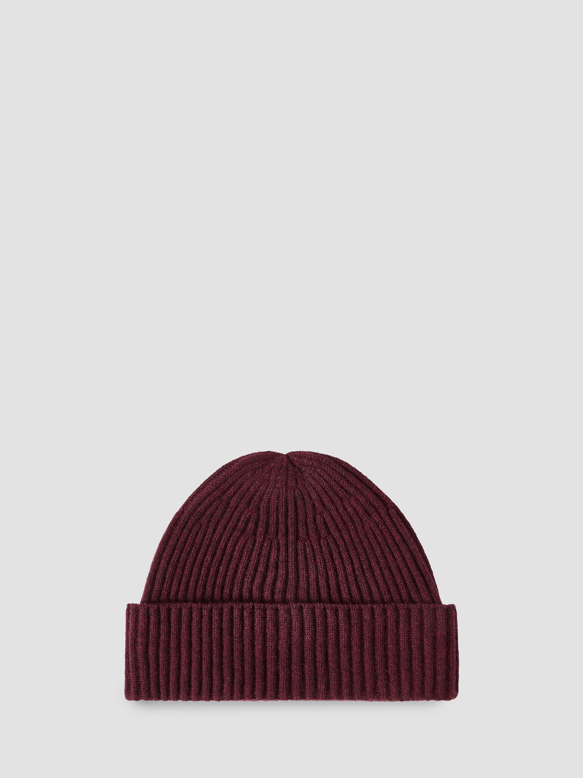Brunello Cucinelli Men's Cashmere English Rib Double Knit Beanie - Burgundy | Thumbnail 3