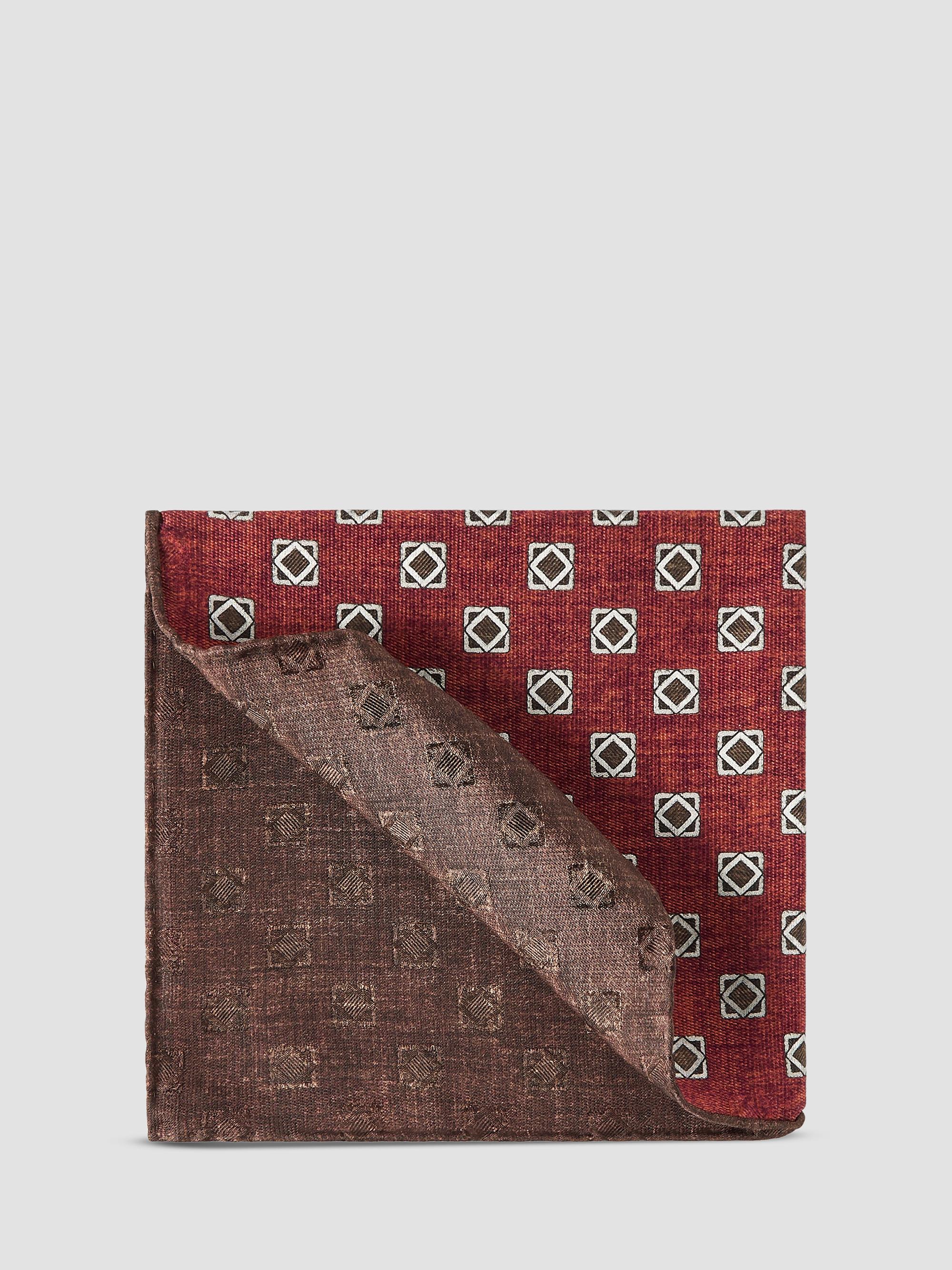 Brunello Cucinelli Men's Silk Geometric Pattern Pocket Square - Burned | Thumbnail 4