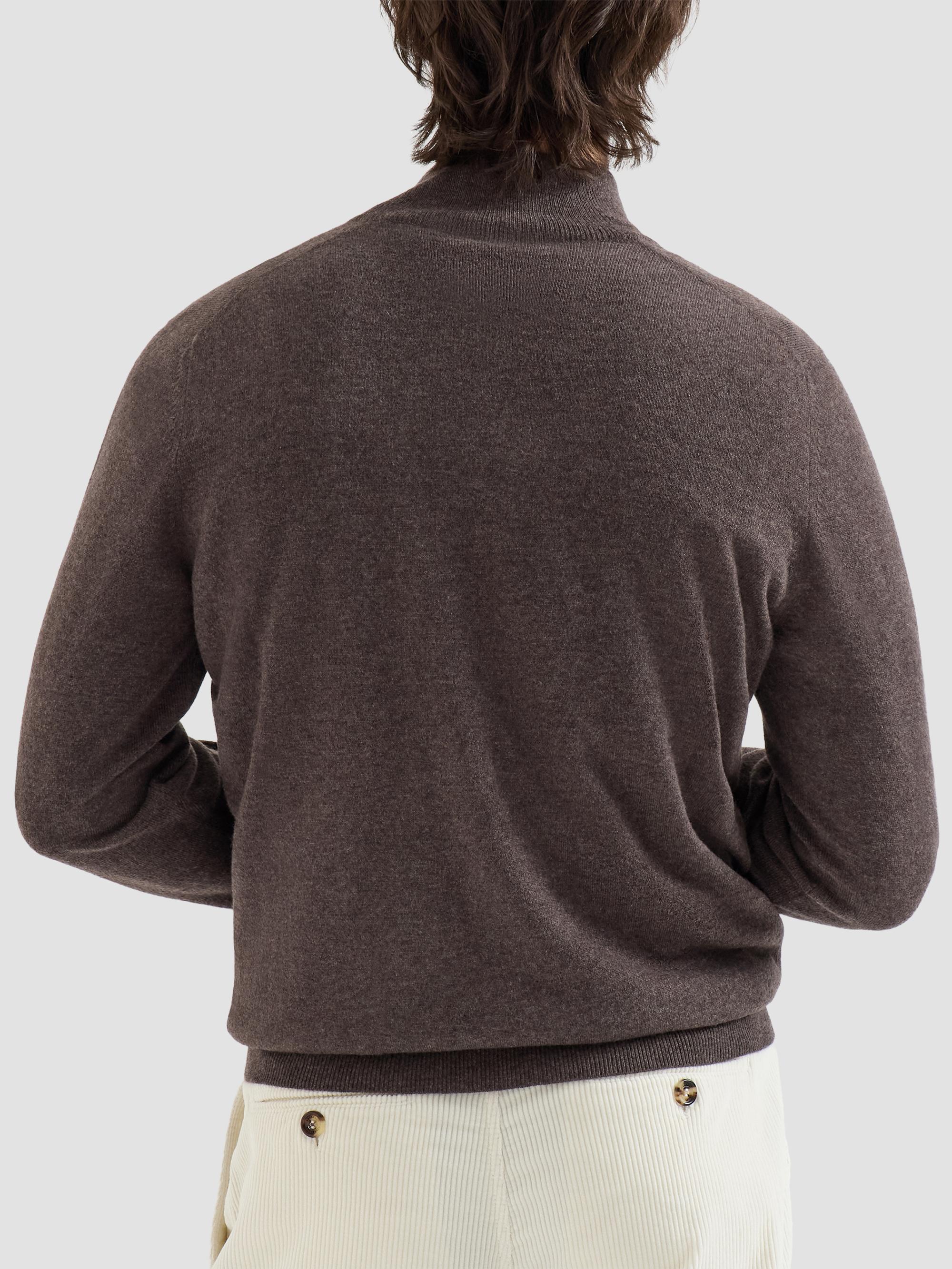 Brunello Cucinelli Men's Cashmere Sweater with Half Zip - Brown | Thumbnail 3