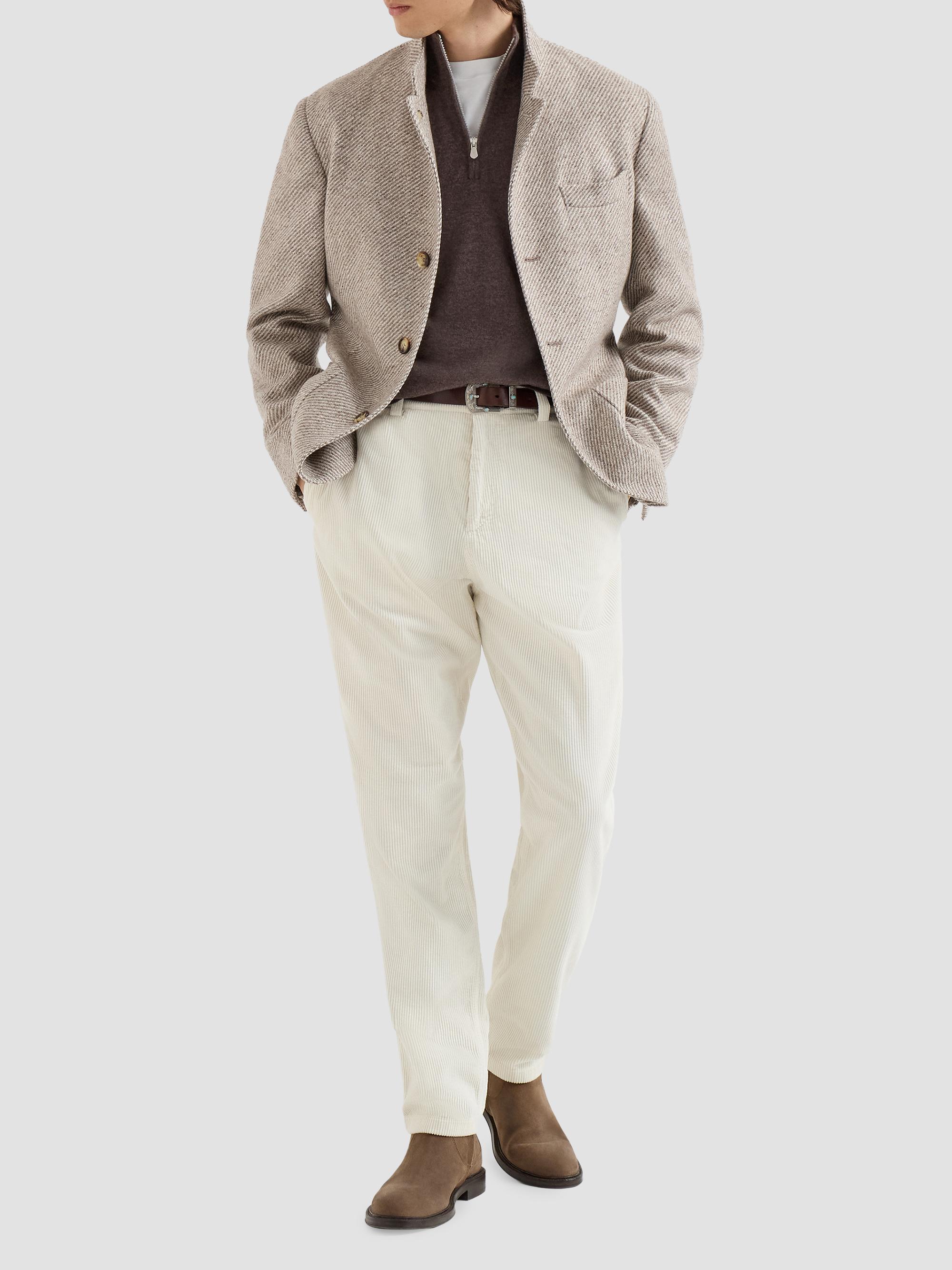 Brunello Cucinelli Men's Cashmere Sweater with Half Zip - Brown | Thumbnail 6