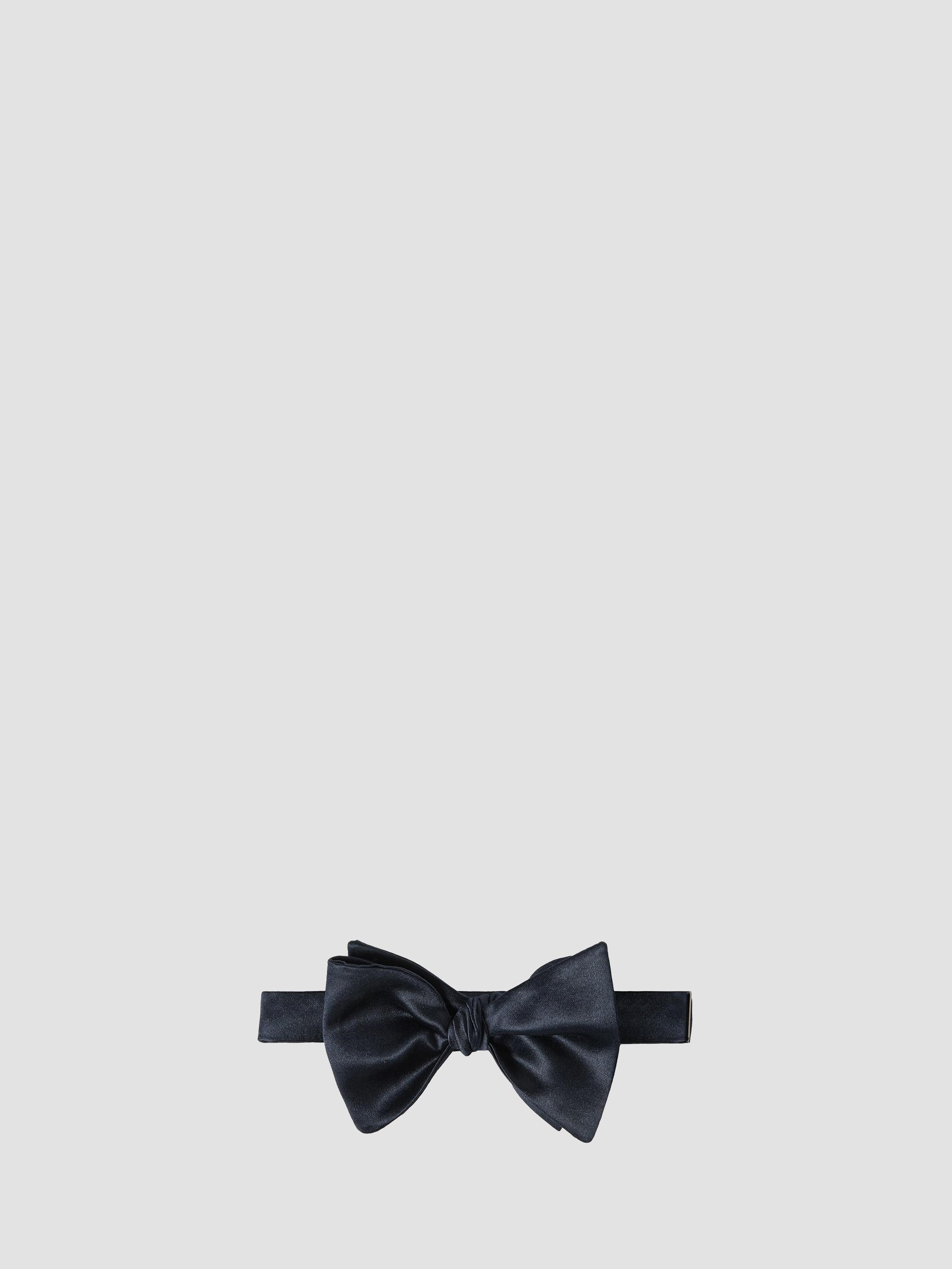 Brunello Cucinelli Men's Cotton and Silk Satin Bow Tie - Navy Blue | Thumbnail 4