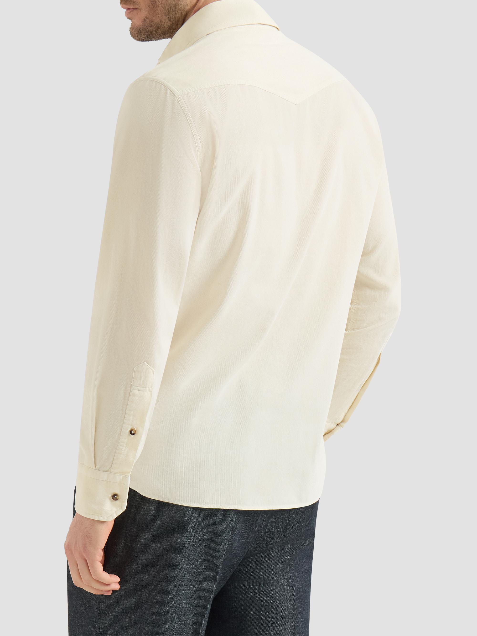 Brunello Cucinelli Men's Garment Dyed Easy Fit Western Shirt - Panama | Thumbnail 3