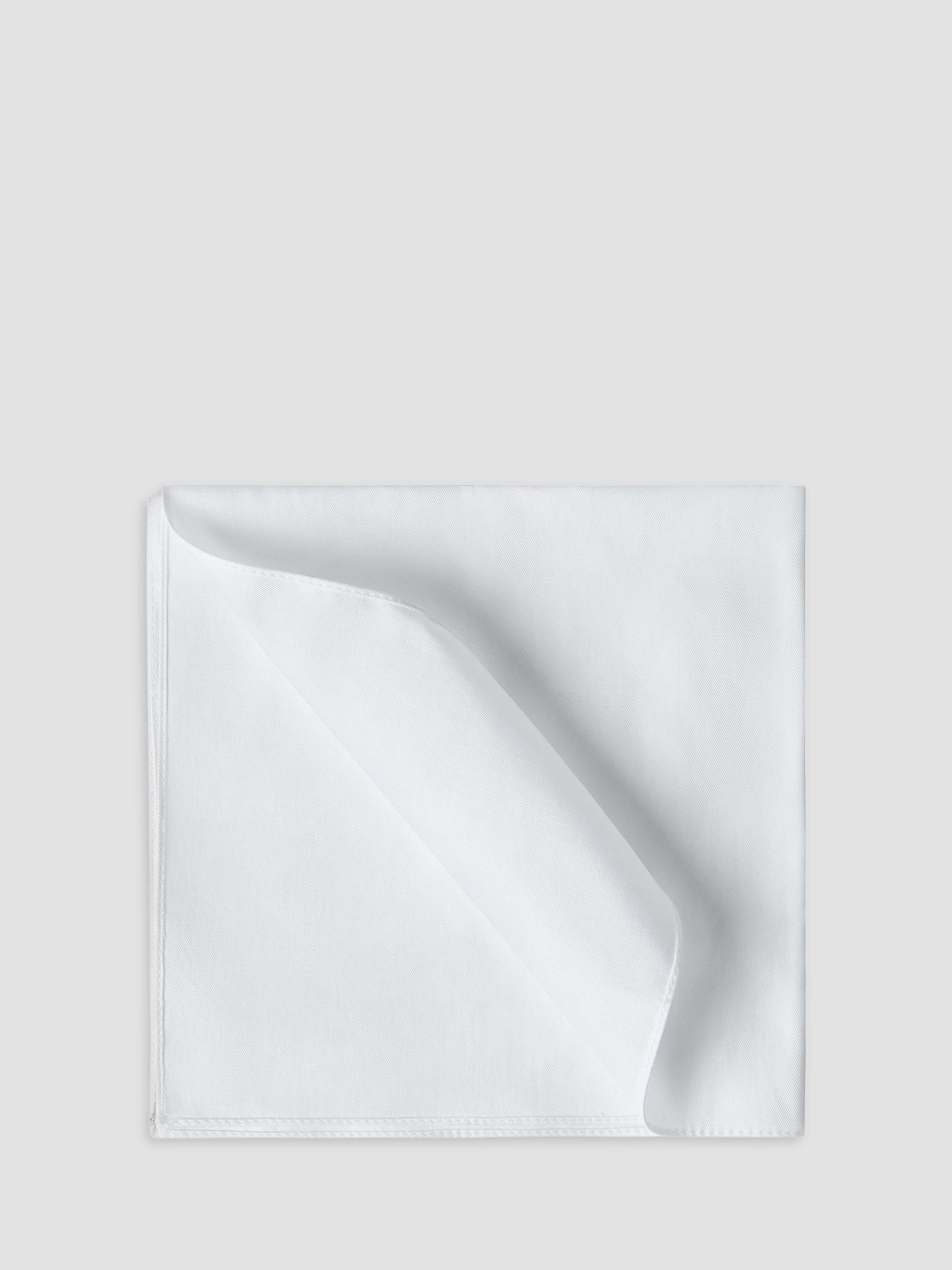 Brunello Cucinelli Men's Sea Island Cotton Twill Pocket Square for Tuxedo - White | Thumbnail 4