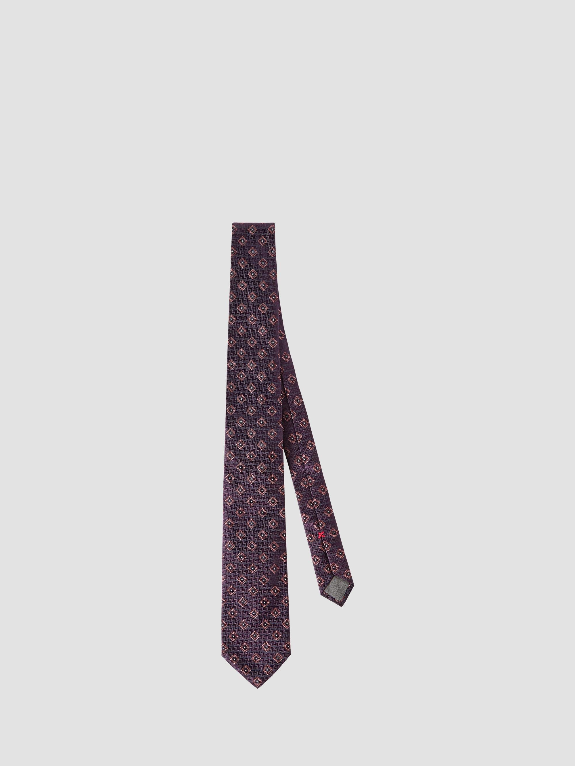Brunello Cucinelli Men's Silk Tie with Geometric Pattern - Purple