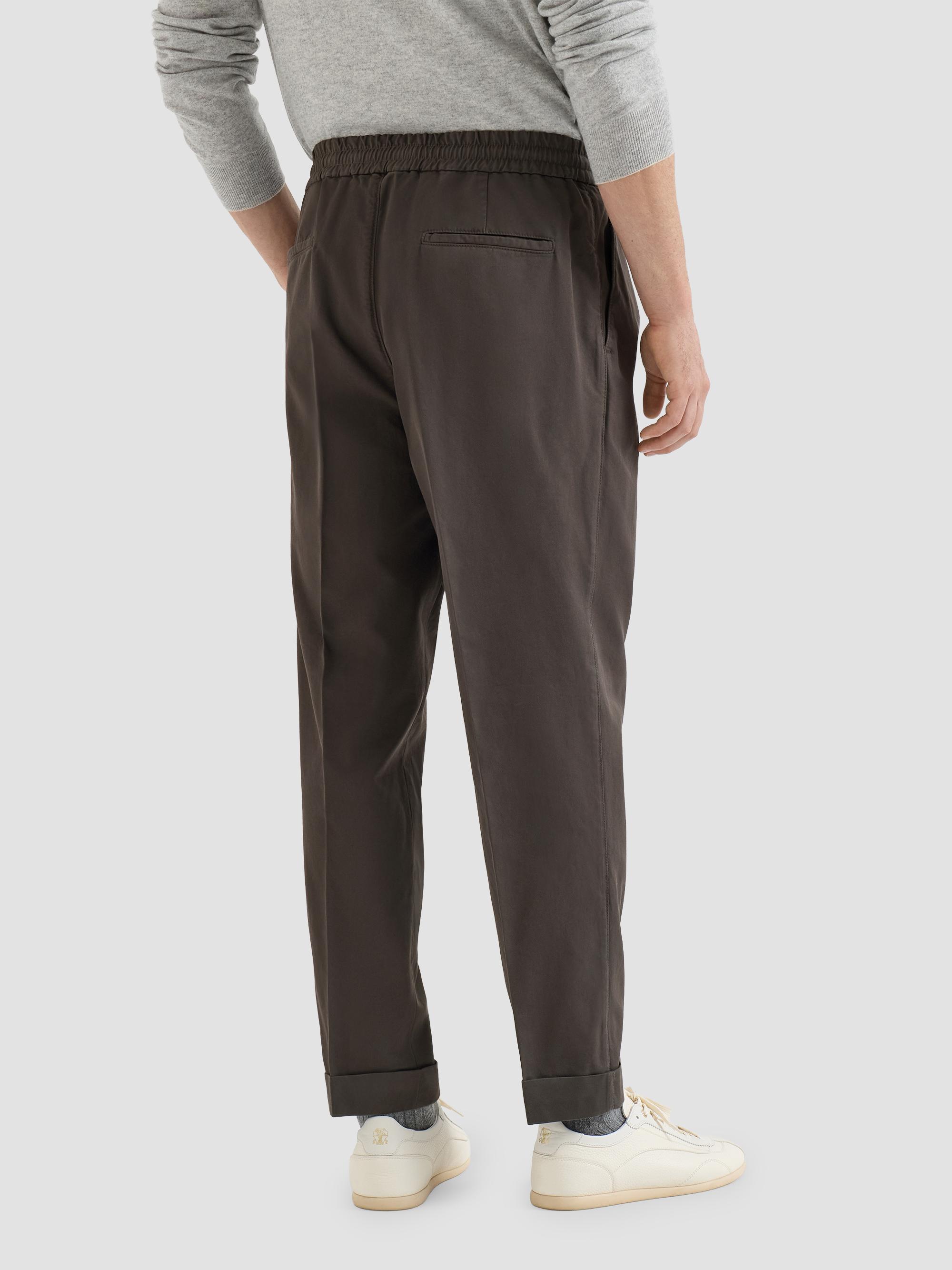 Brunello Cucinelli Cotton Gabardine Trousers with Drawstring and