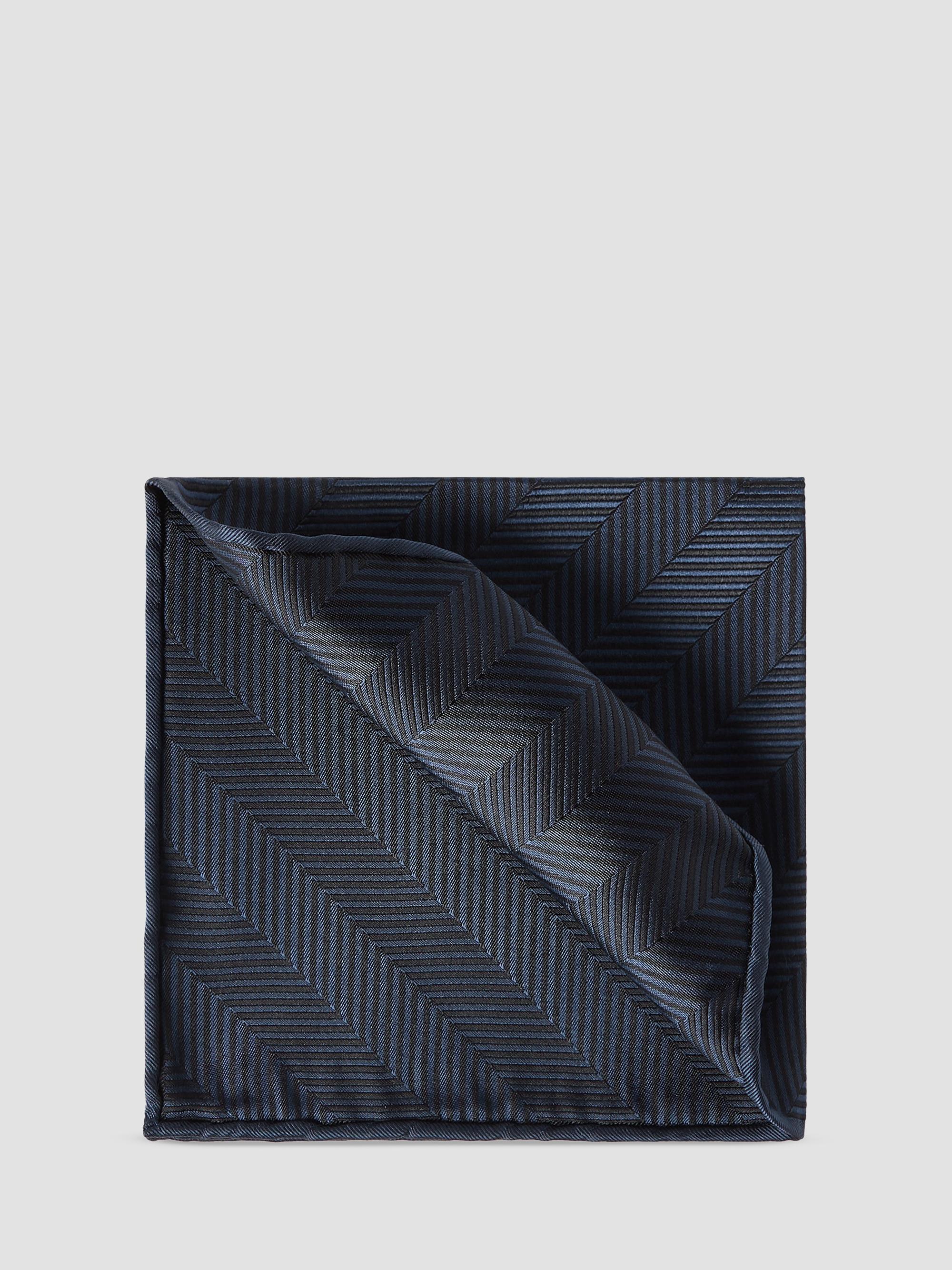 Brunello Cucinelli Men's Silk Chevron Pocket Square - Blue | Thumbnail 4