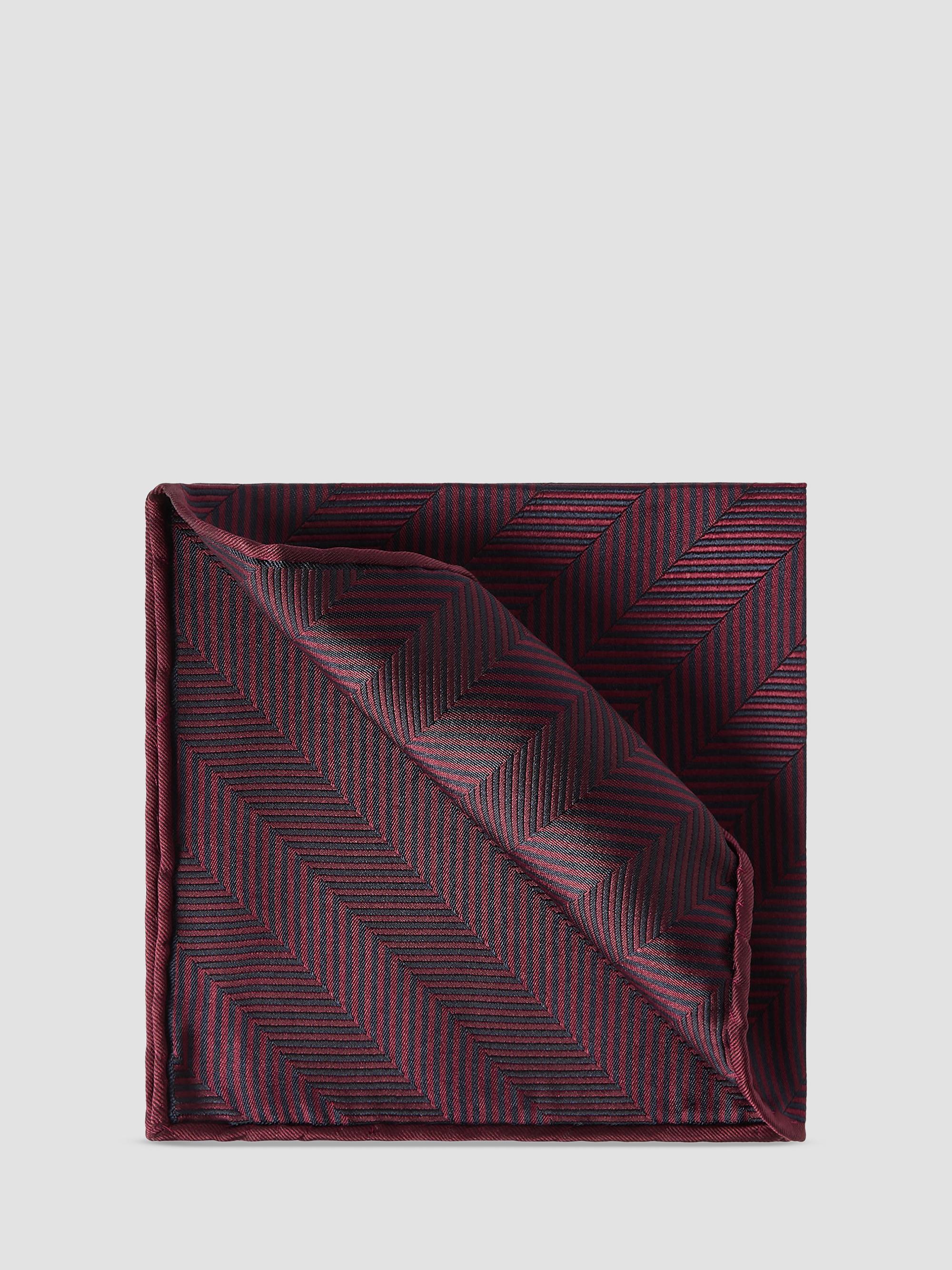 Brunello Cucinelli Men's Silk Chevron Pocket Square - Burgundy | Thumbnail 4
