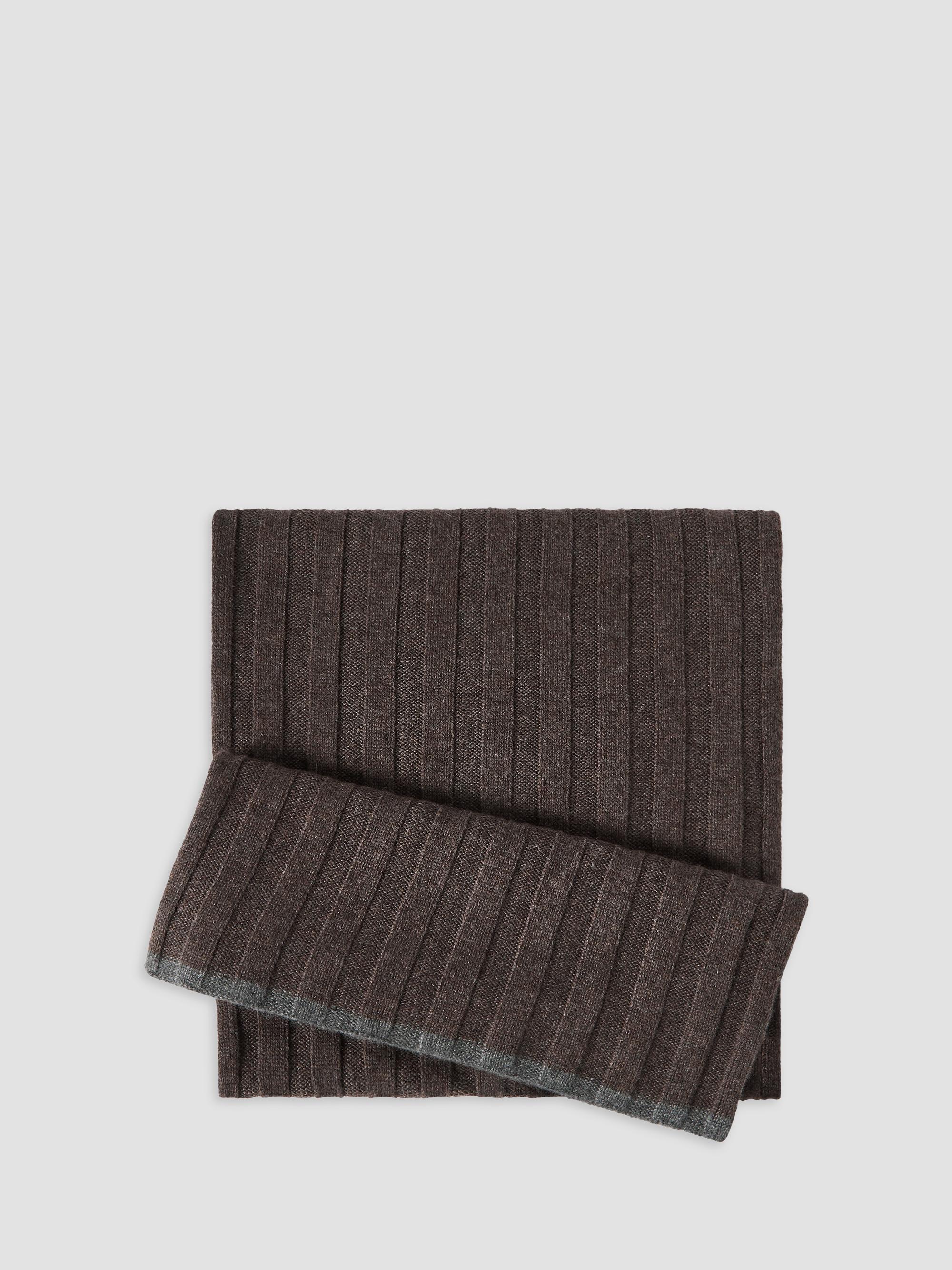 Brunello Cucinelli Men's Cashmere Rib Knit Scarf - Pine Cone Brown | Thumbnail 4