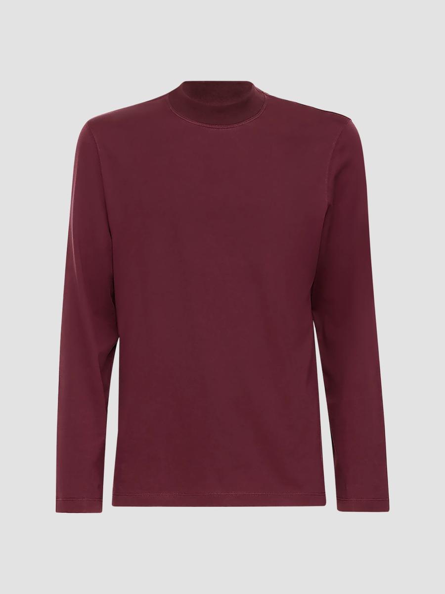 Brunello Cucinelli Cotton Jersey Long Sleeve Mock Neck T-Shirt