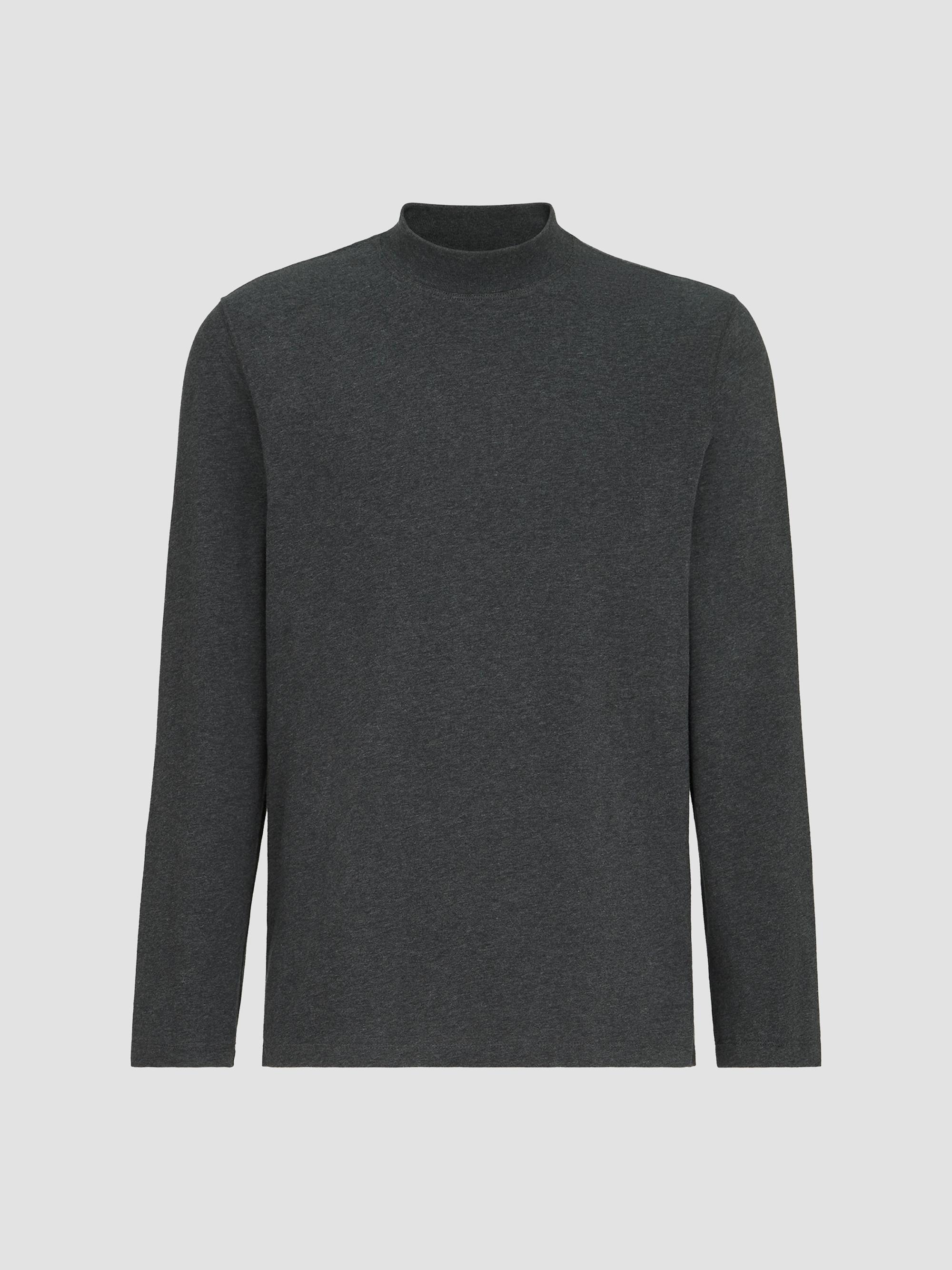 Brunello Cucinelli Cotton Jersey Long Sleeve Mock Neck T-Shirt