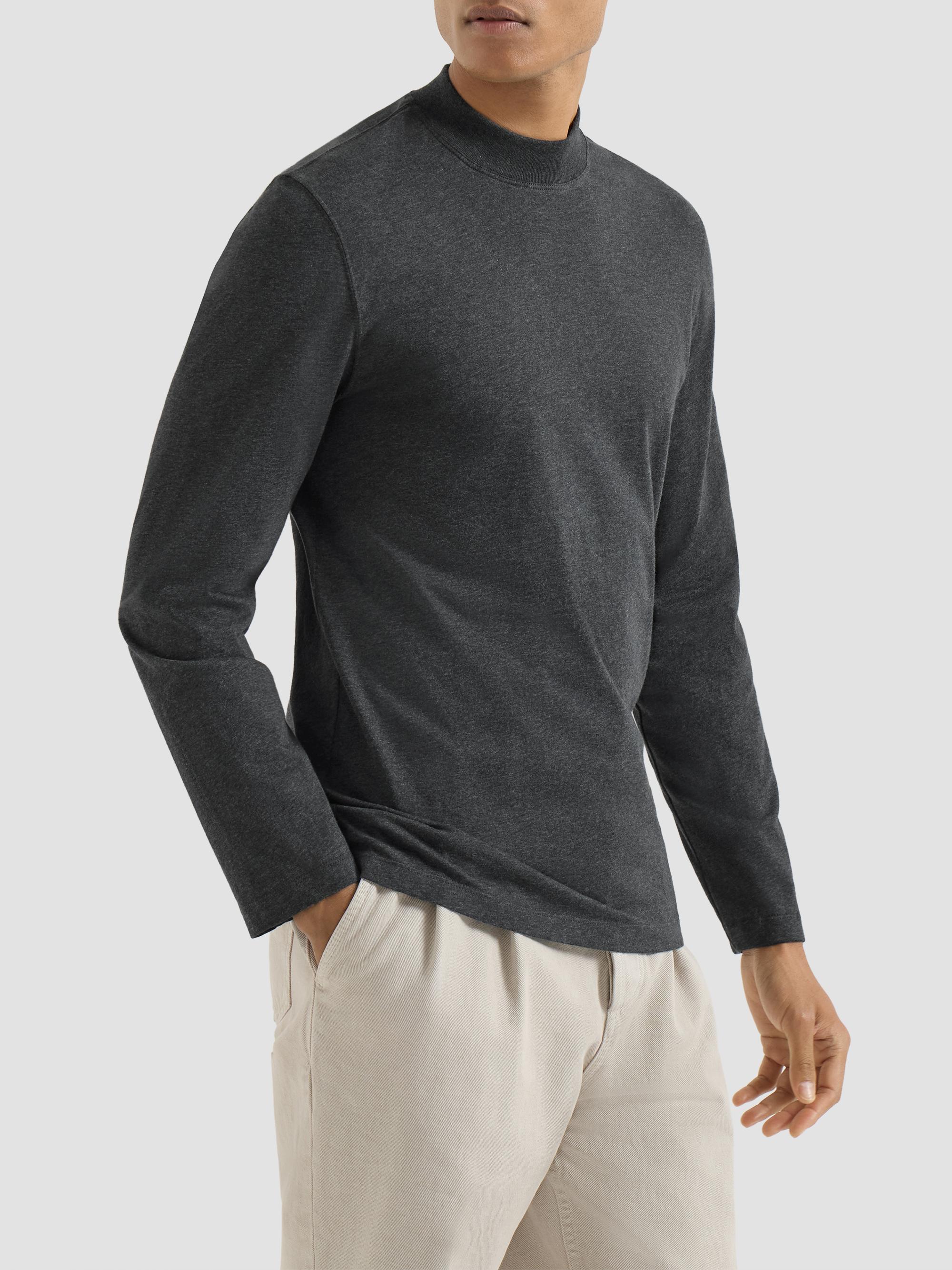 BRUNELLO CUCINELLI グレー 長袖 Tシャツ Brunello Cucinelli Cotton Jersey Long Sleeve Mock Neck T-Shirt