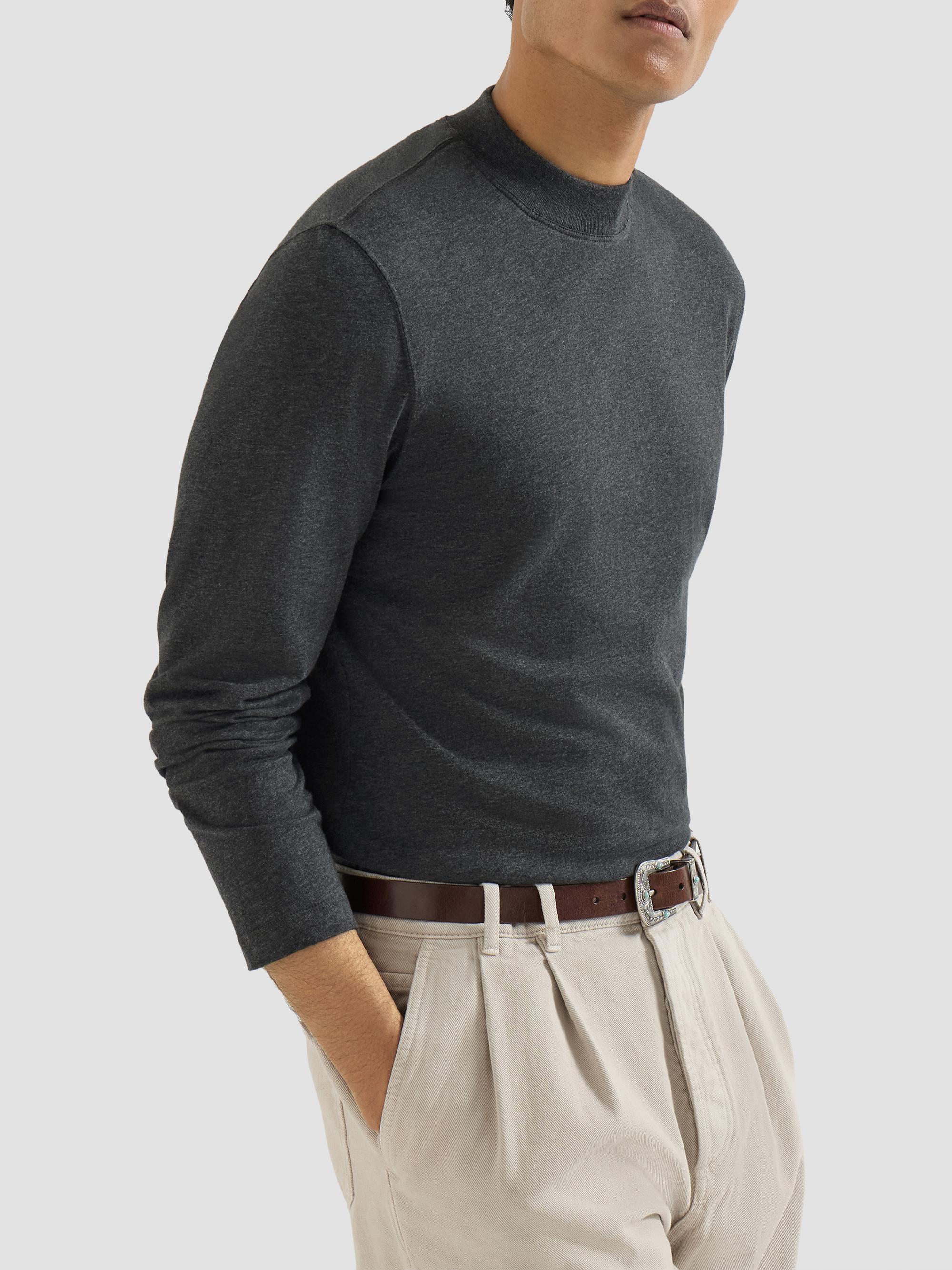 Brunello Cucinelli Cotton Jersey Long Sleeve Mock Neck T-Shirt