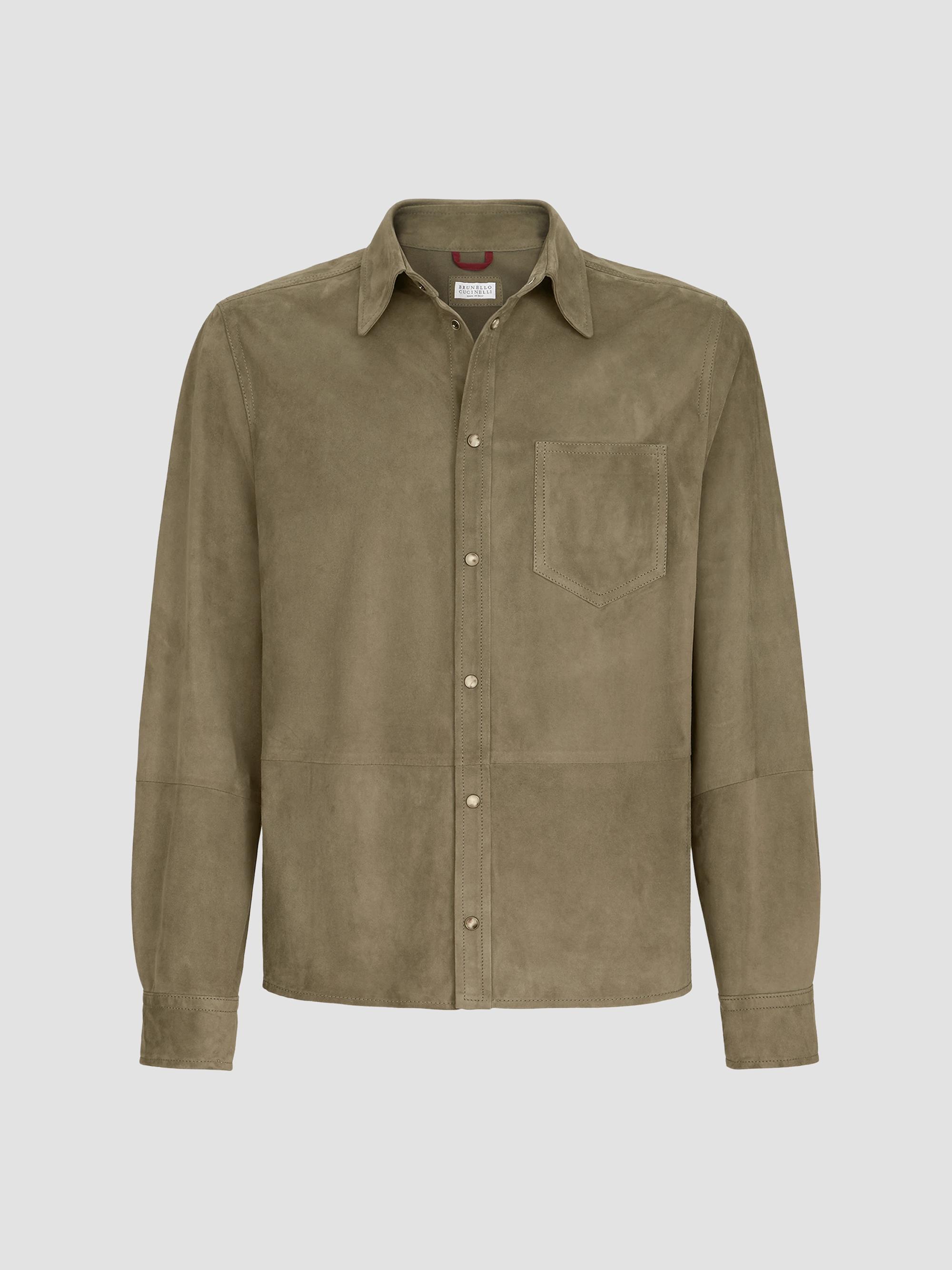 Brunello Cucinelli Men's Suede Overshirt - Military