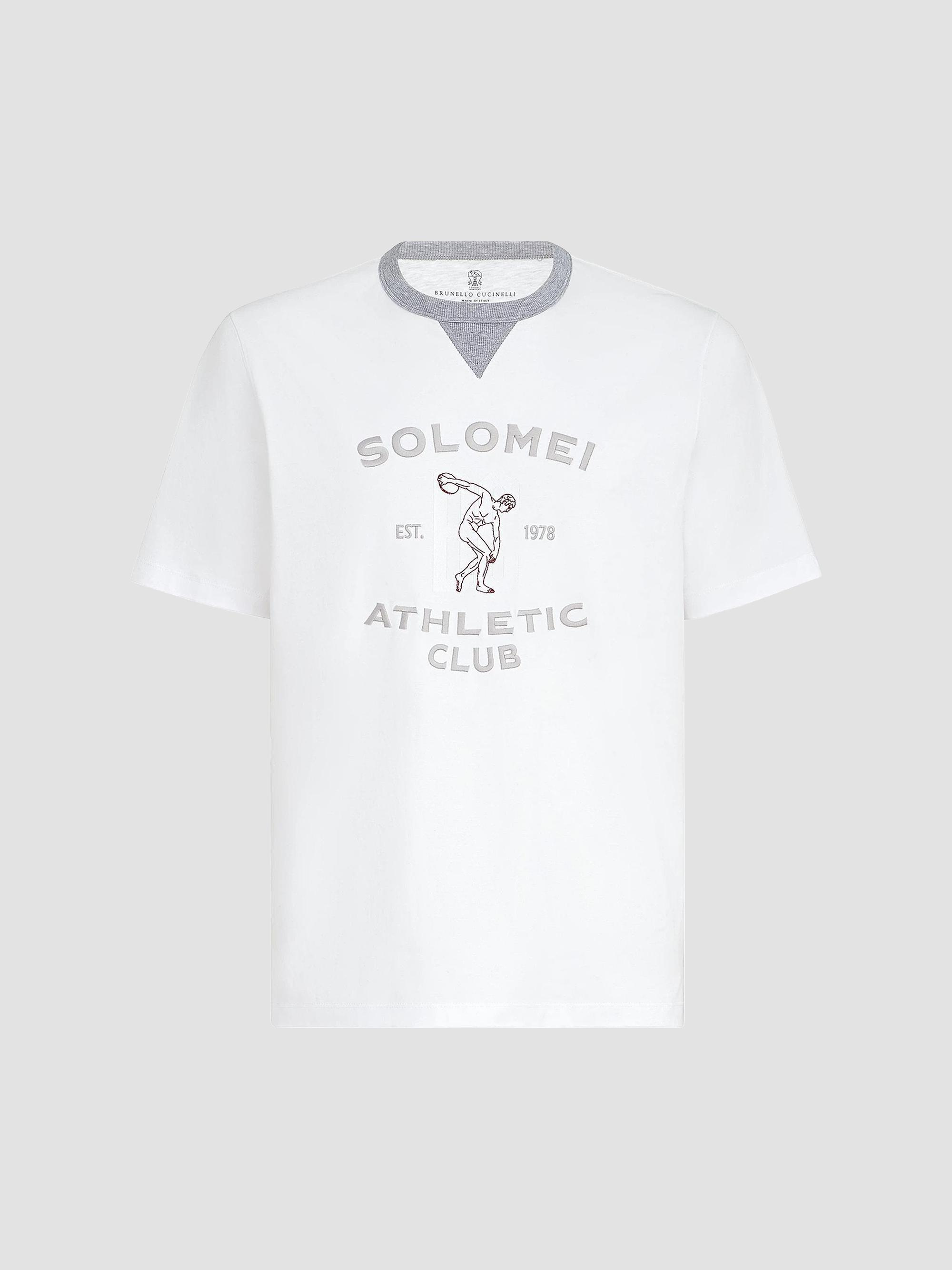 Brunello Cucinelli Men's Cotton Jersey Crew-Neck T-Shirt with Print - White | Thumbnail 7