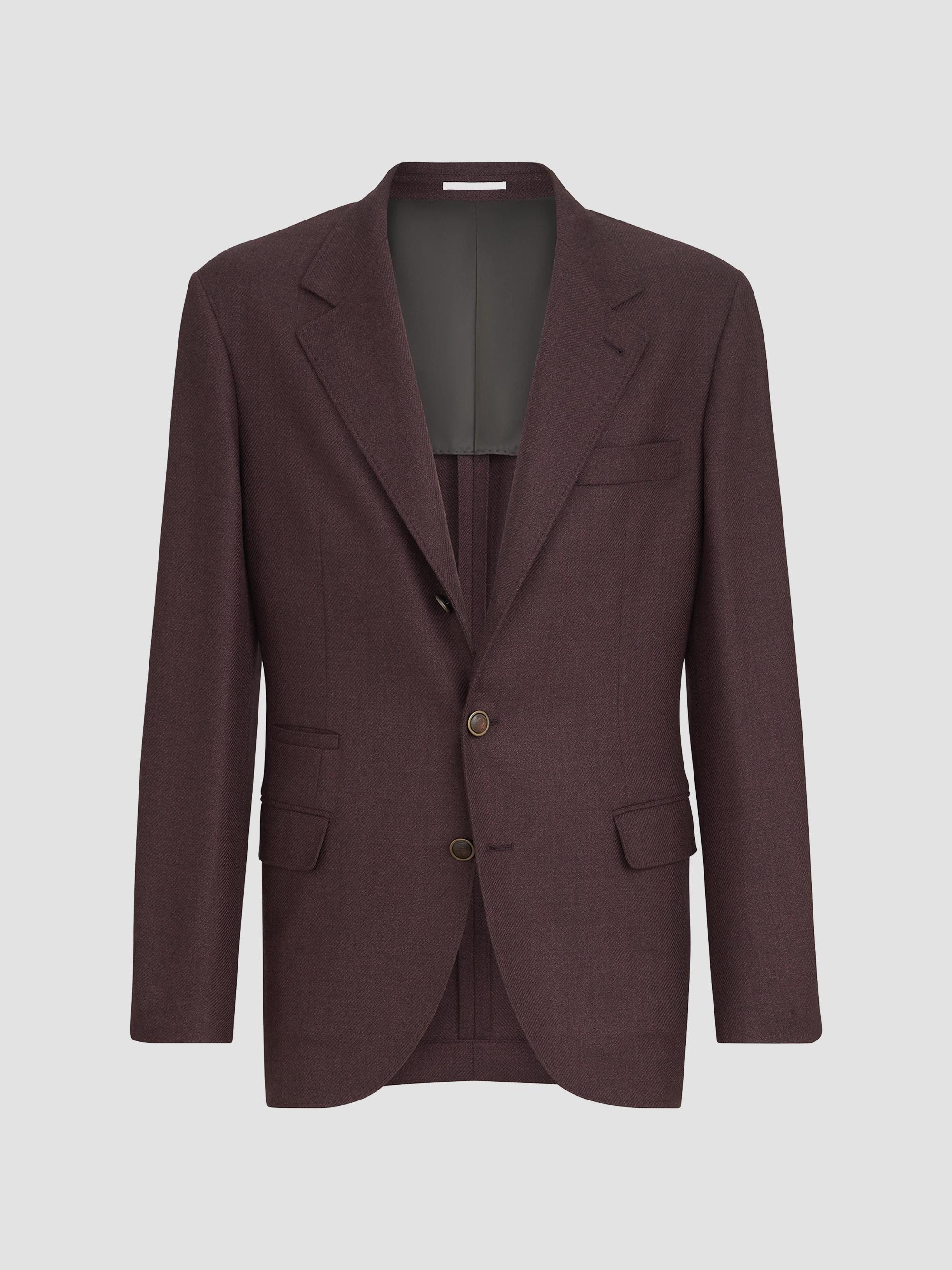 Brunello Cucinelli Men's Mouliné Virgin Wool Twill Deconstructed Blazer - Blueberry | Thumbnail 7