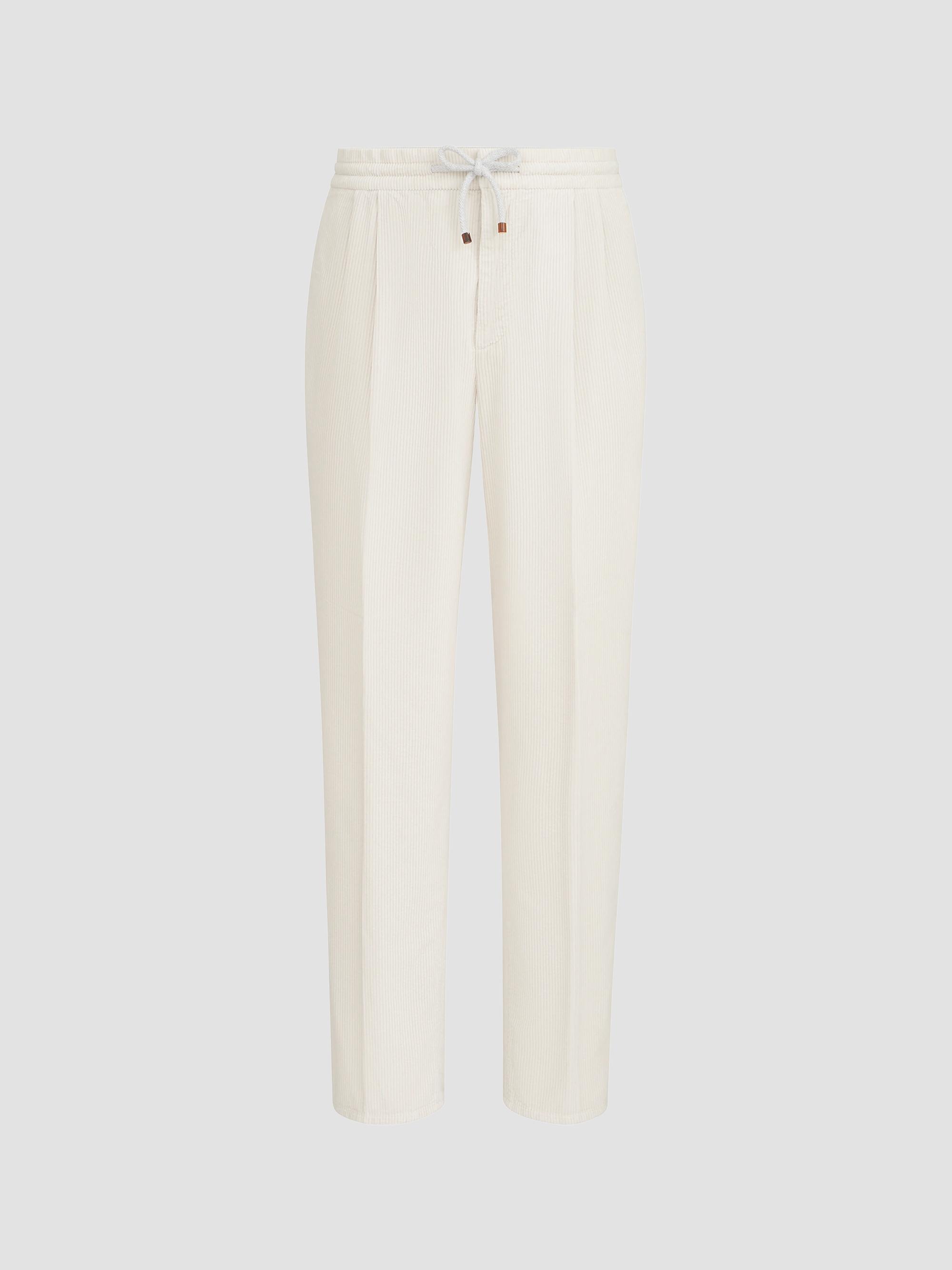 Brunello Cucinelli Men's Garment-Dyed Trousers in Cotton Corduroy - Off White | Thumbnail 7
