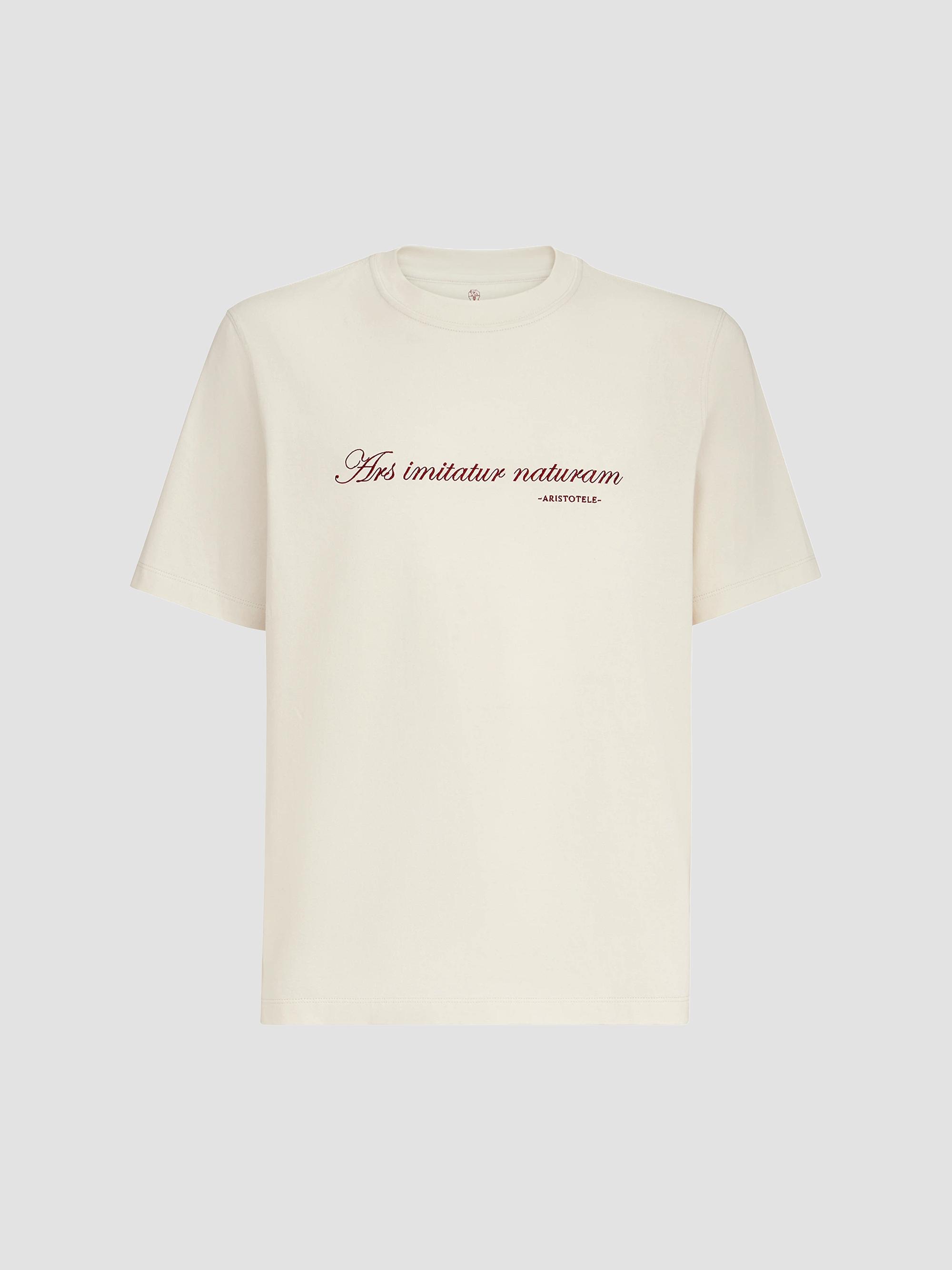 Brunello Cucinelli Men's Cotton Jersey Crew-Neck T-Shirt with Embroidery - Off White | Thumbnail 7