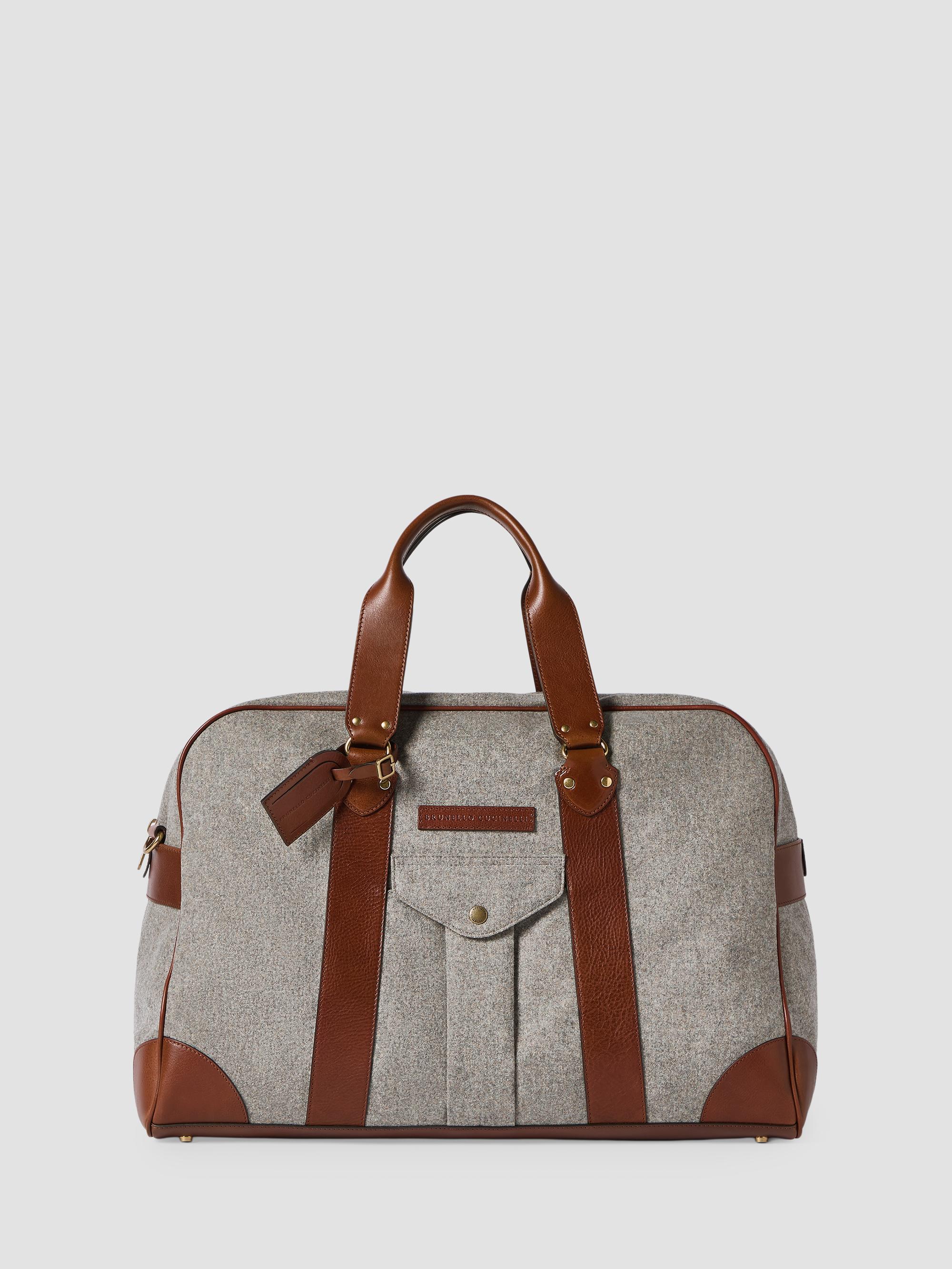 Brunello Cucinelli Men's Wool, Alpaca and Cashmere Flannel Street Bag - Medium Grey | Thumbnail 6