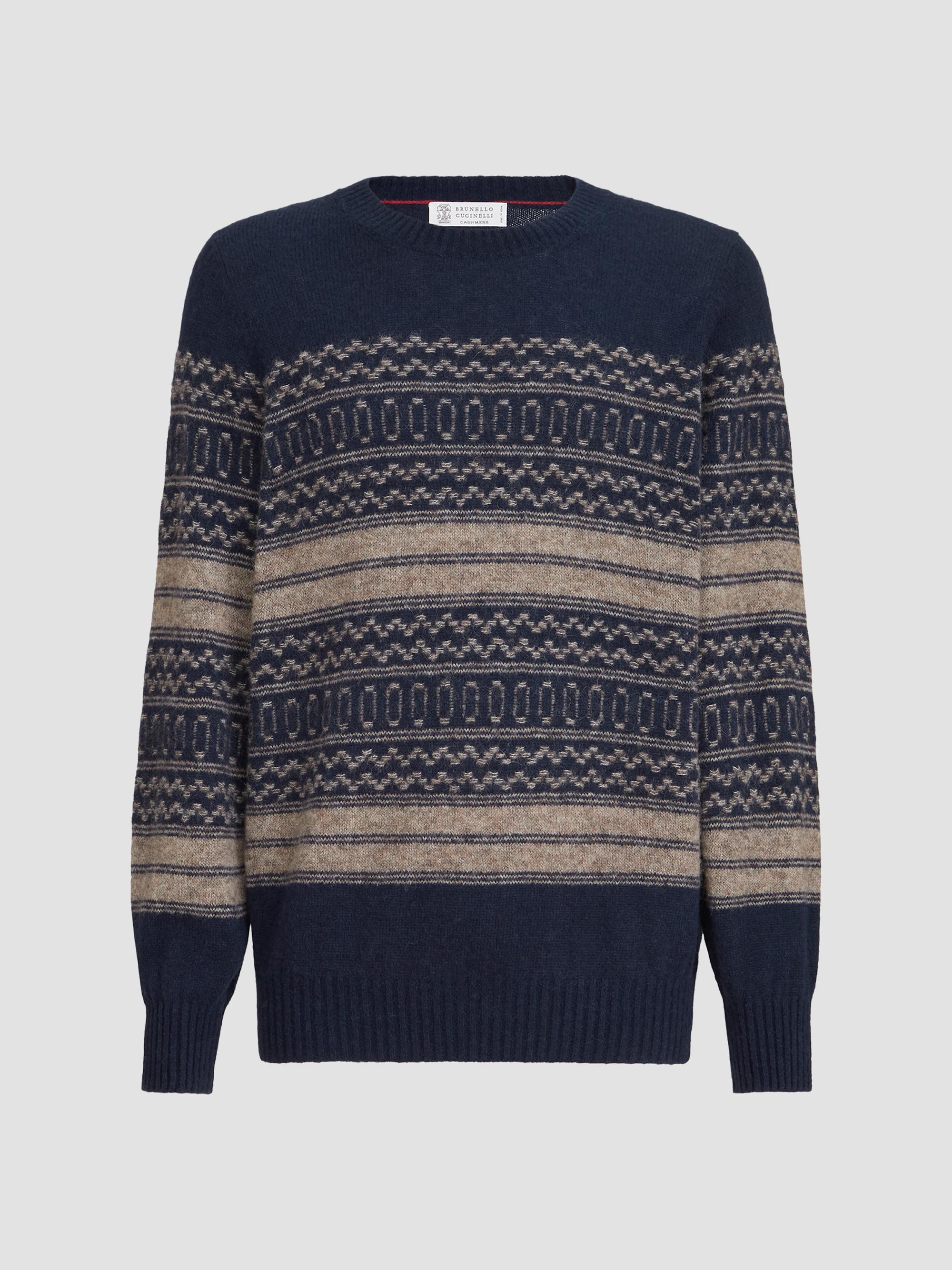 Brunello Cucinelli Men's Alpaca, Cashmere and Wool Nordic Jacquard Sweater - Chestnut