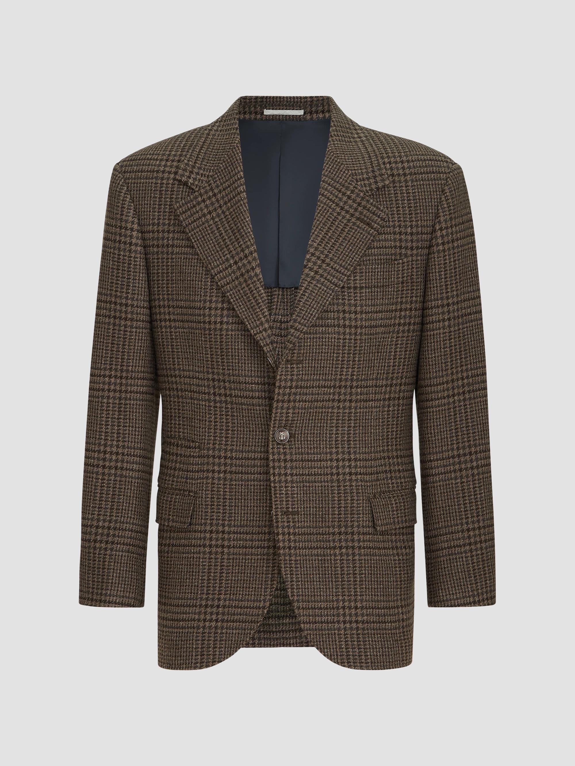 Brunello Cucinelli Men's Cashmere Prince of Wales Tailor Blazer - Chestnut | Thumbnail 7
