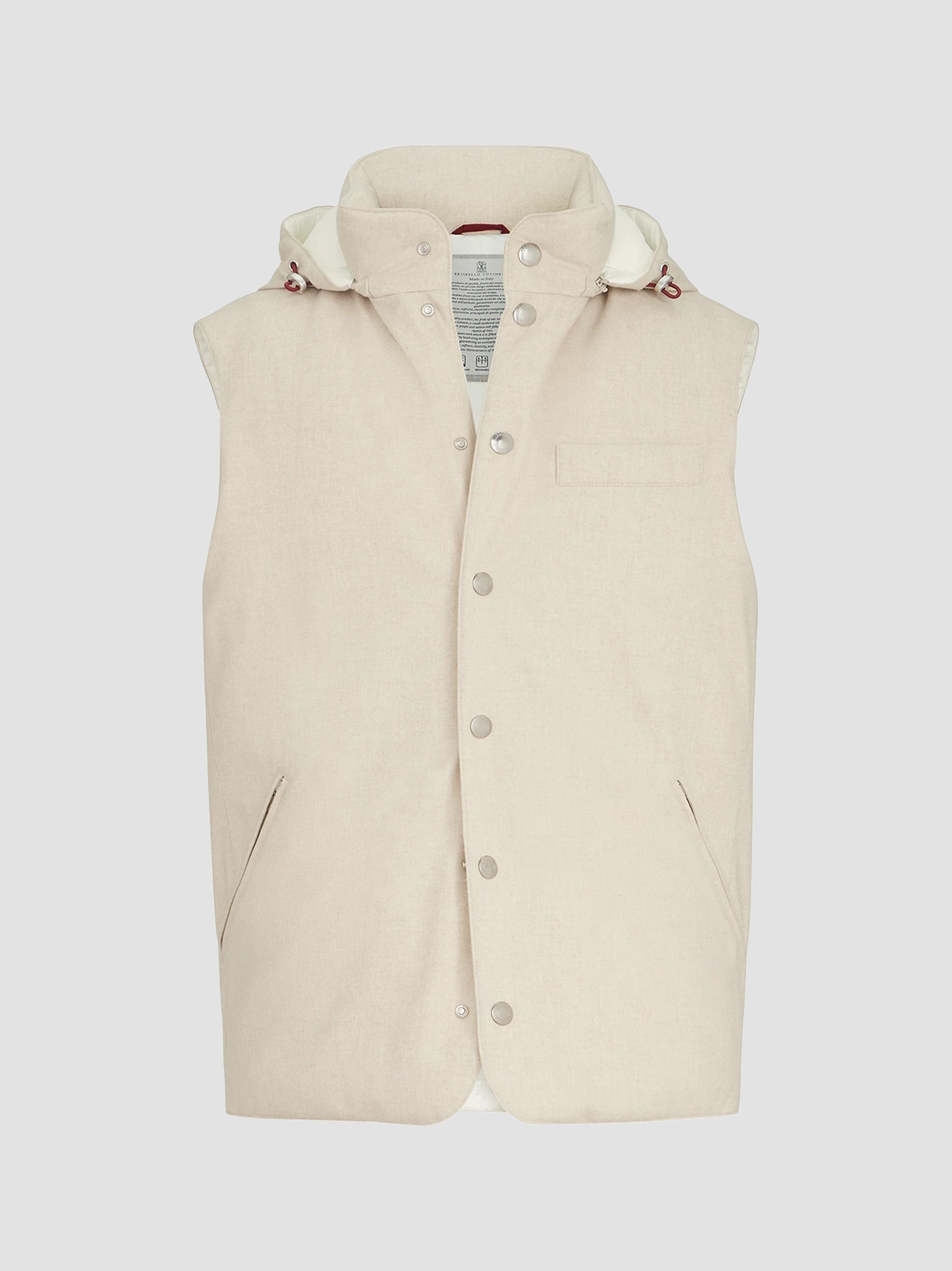 Brunello Cucinelli Bonded Wool Flannel Down Vest with Detachable