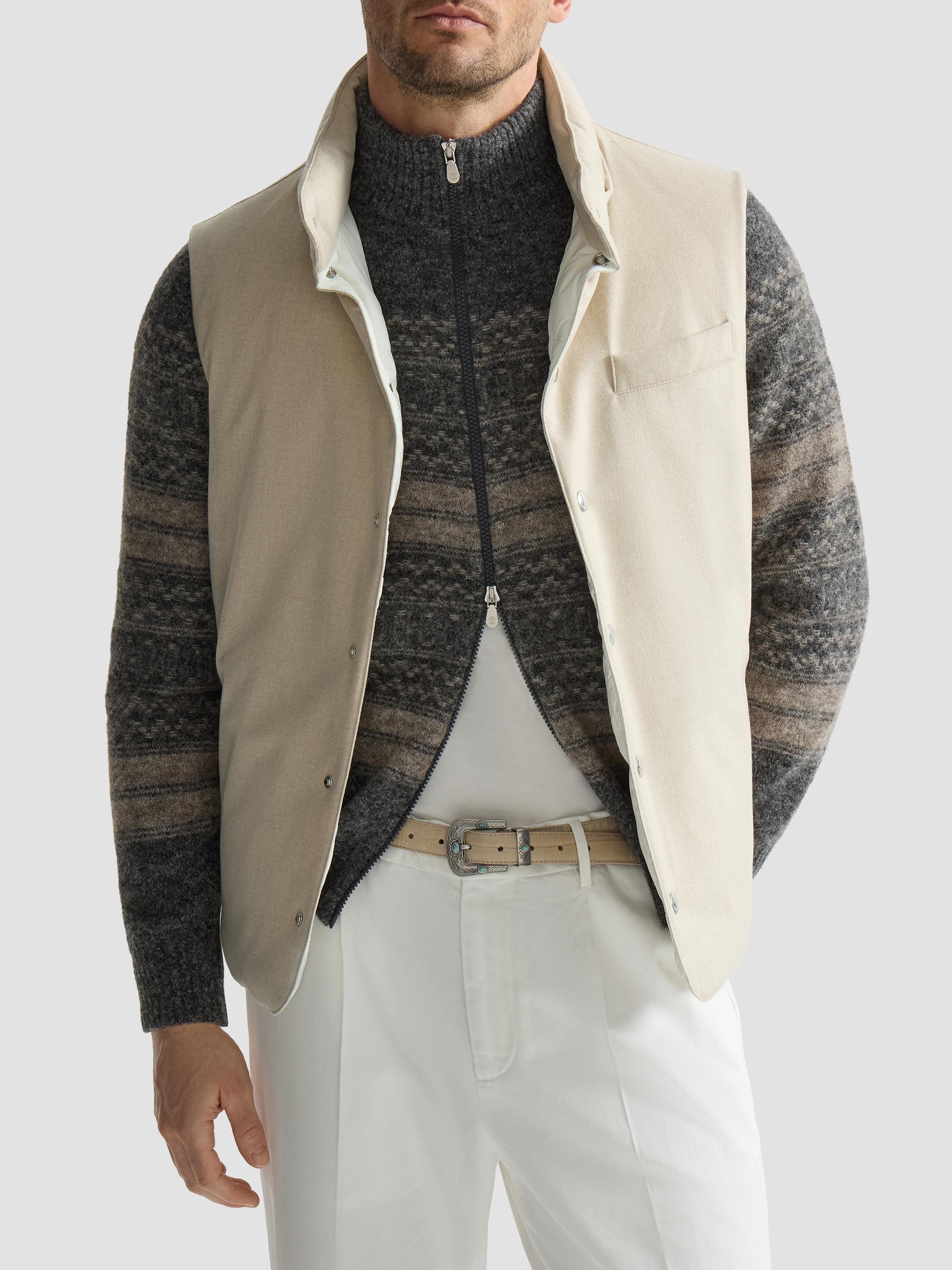 ☆BRUNELLO CUCINELLI☆ダウンベスト☆カシミヤ☆リバーシブル☆ Brunello Cucinelli Bonded Wool Flannel Down Vest with Detachable