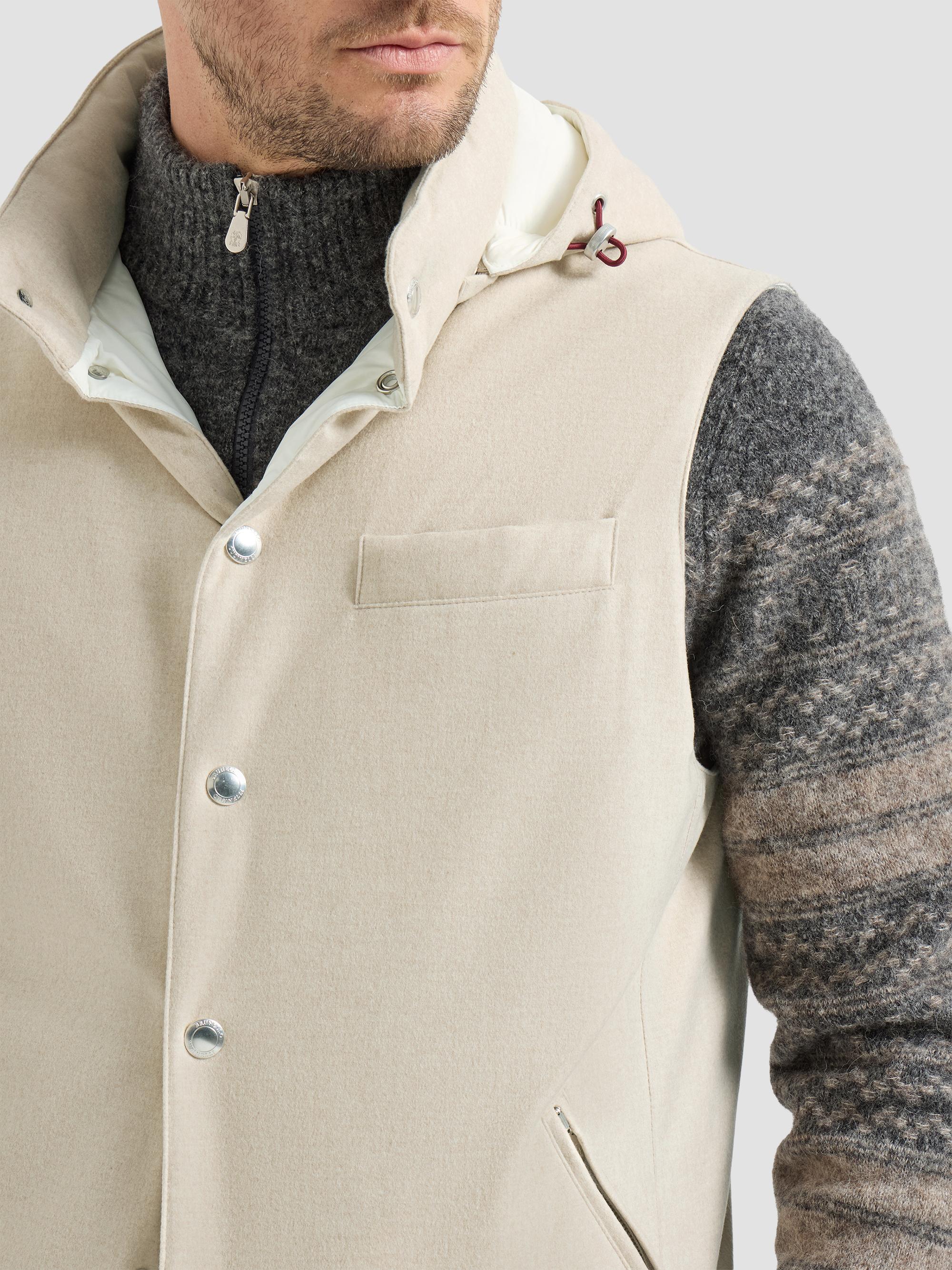 BRUNELLO CUCINELLI ワッフルニットフーディベスト Brunello Cucinelli Bonded Wool Flannel Down Vest with Detachable