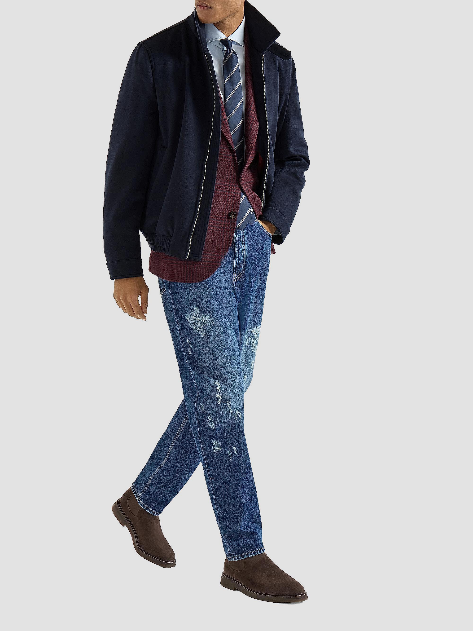 Brunello Cucinelli Virgin Wool Beaver Cloth Bomber Jacket with
