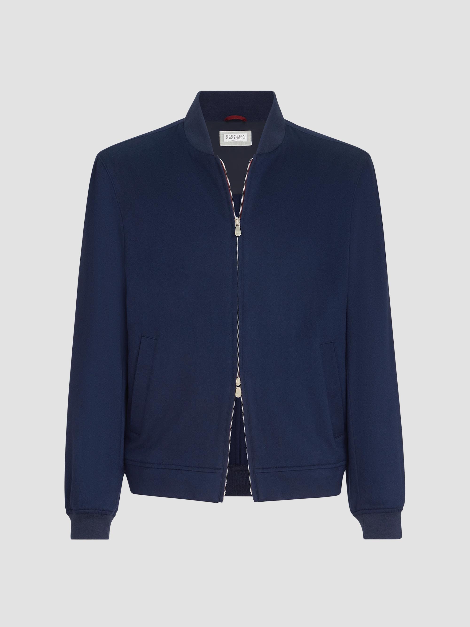 Brunello Cucinelli Men's Lightweight Cashmere Flannel Bomber Jacket - Blue