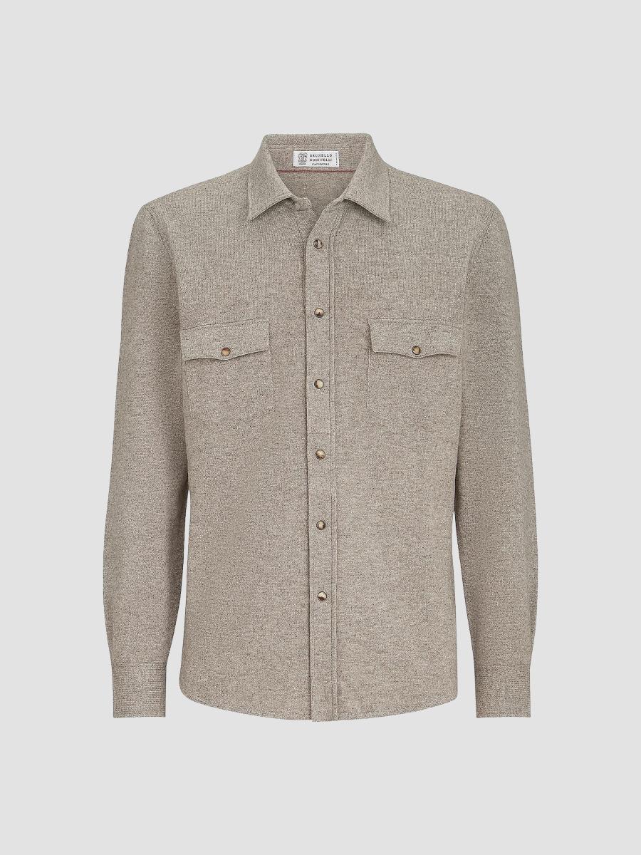 Brunello Cucinelli Virgin Wool, Cashmere and Silk Knit Shirt