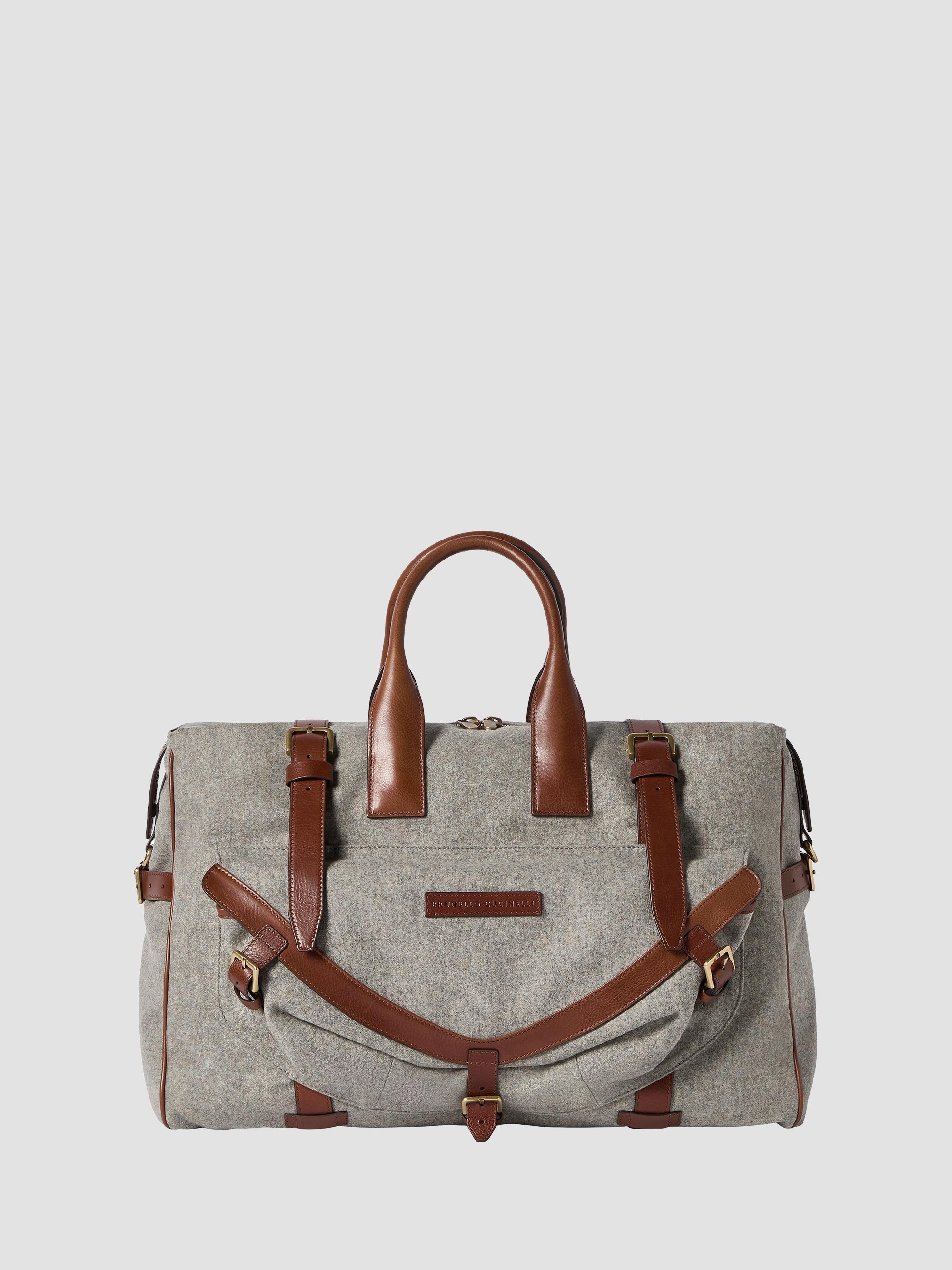 Brunello Cucinelli Men's Wool, Alpaca and Cashmere Flannel Field Bag - Medium Grey | Thumbnail 7