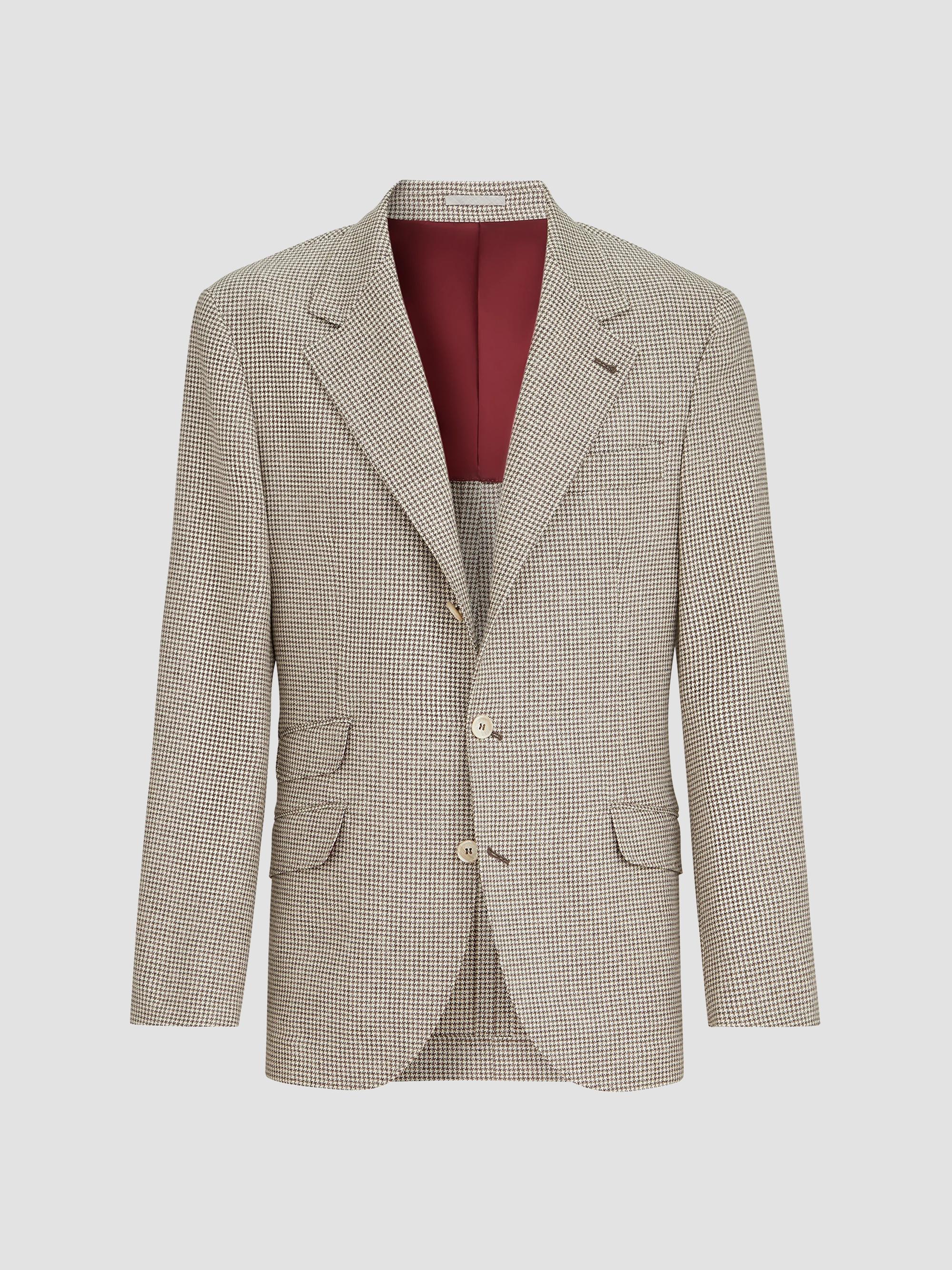 Brunello Cucinelli Wool, Alpaca and Silk Houndstooth Deconstructed