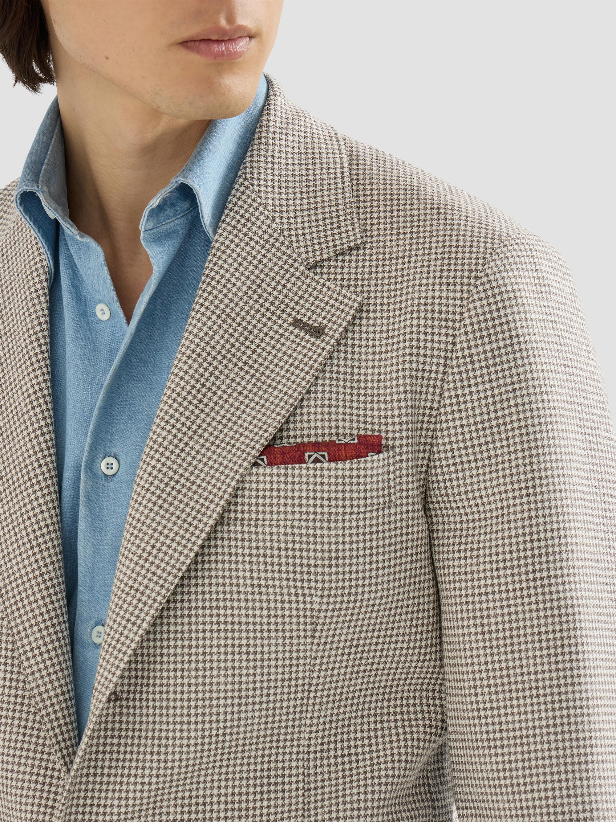 Brunello Cucinelli Wool, Alpaca and Silk Houndstooth Deconstructed